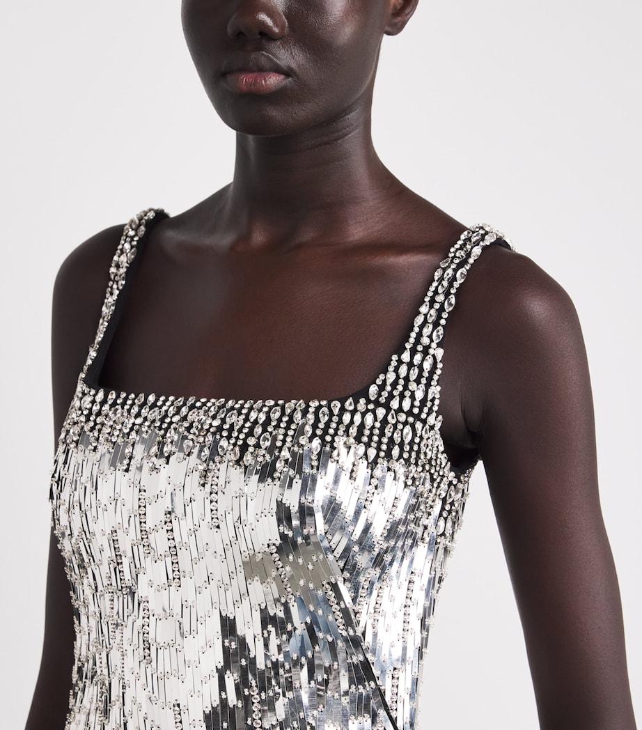 Embellished Crepe Gown BLACK WITH CRYSTAL Image 6