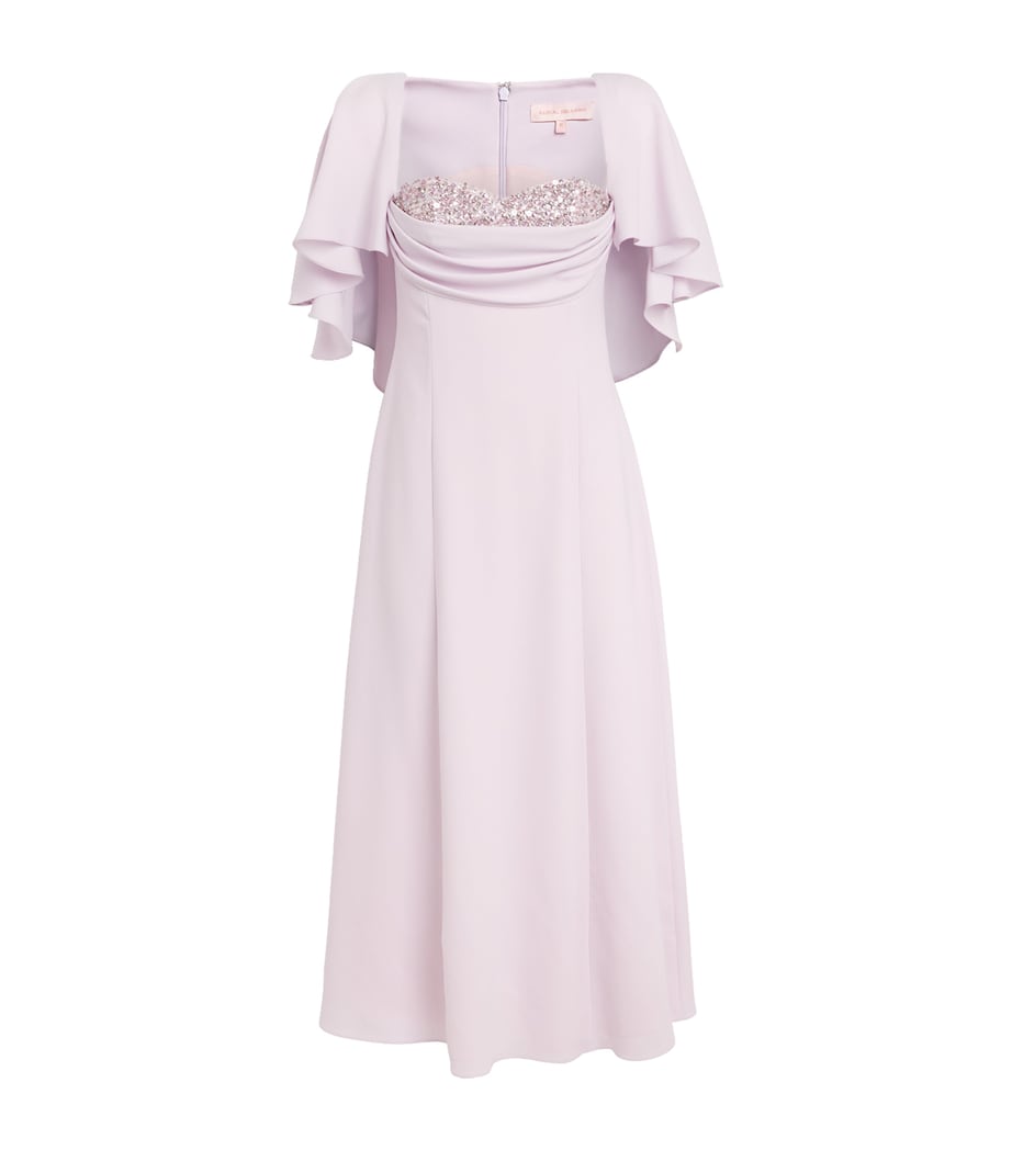 SABINA BILENKO Womens Crepe Embellished Birdie Midi Dress Lilac Image 1