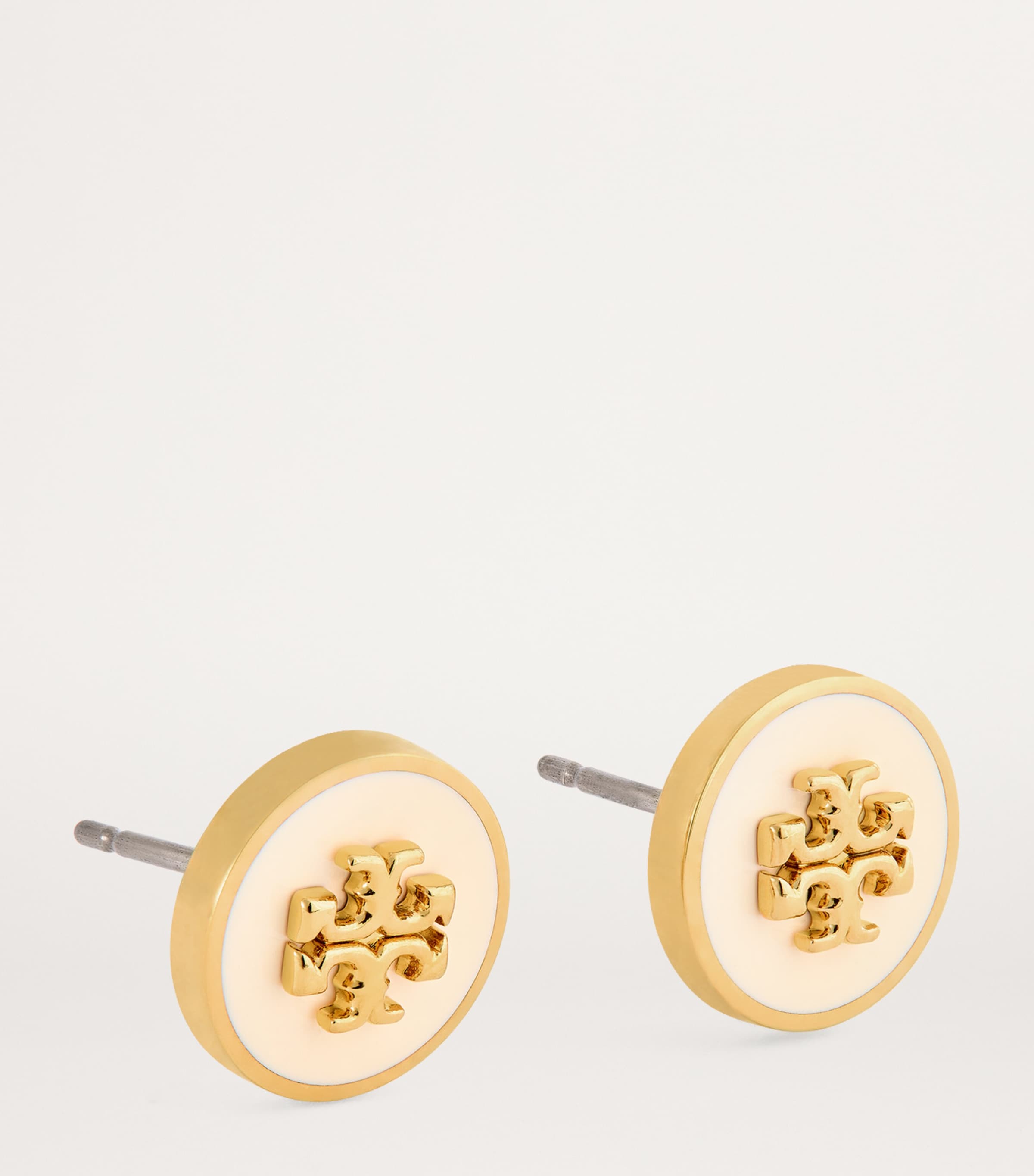 Tory Burch Enamel-Trim Kira Circle Studs Tory Gld / Nw Ivry Image 3