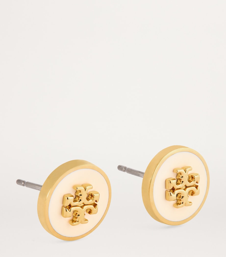 Enamel-Trim Kira Circle Studs TORY GLD / NW IVRY Image 3