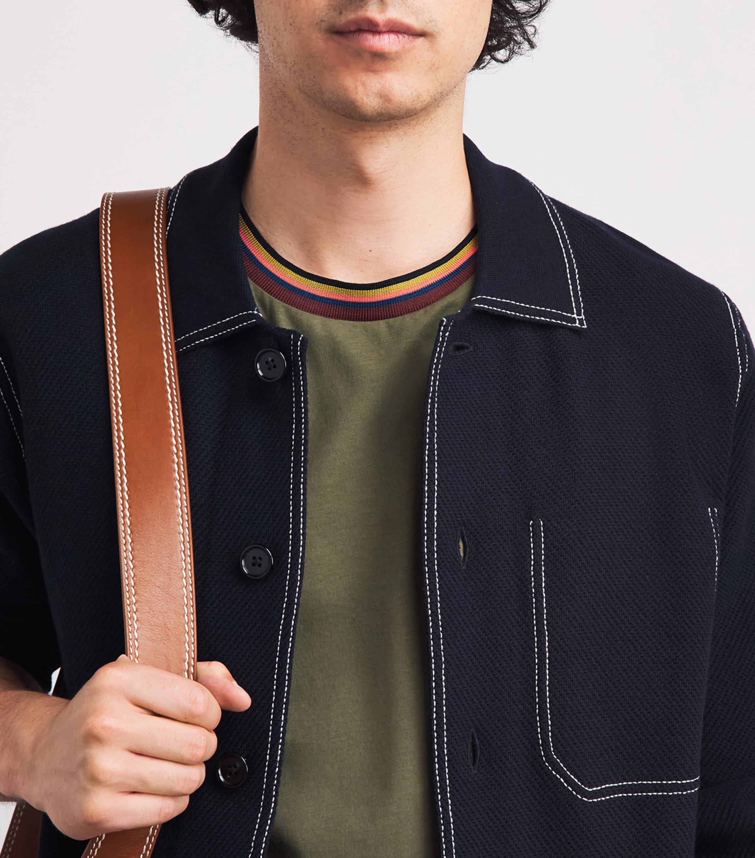 Paul Smith Mens Cotton Artistic Trim T-Shirt Green Image 3