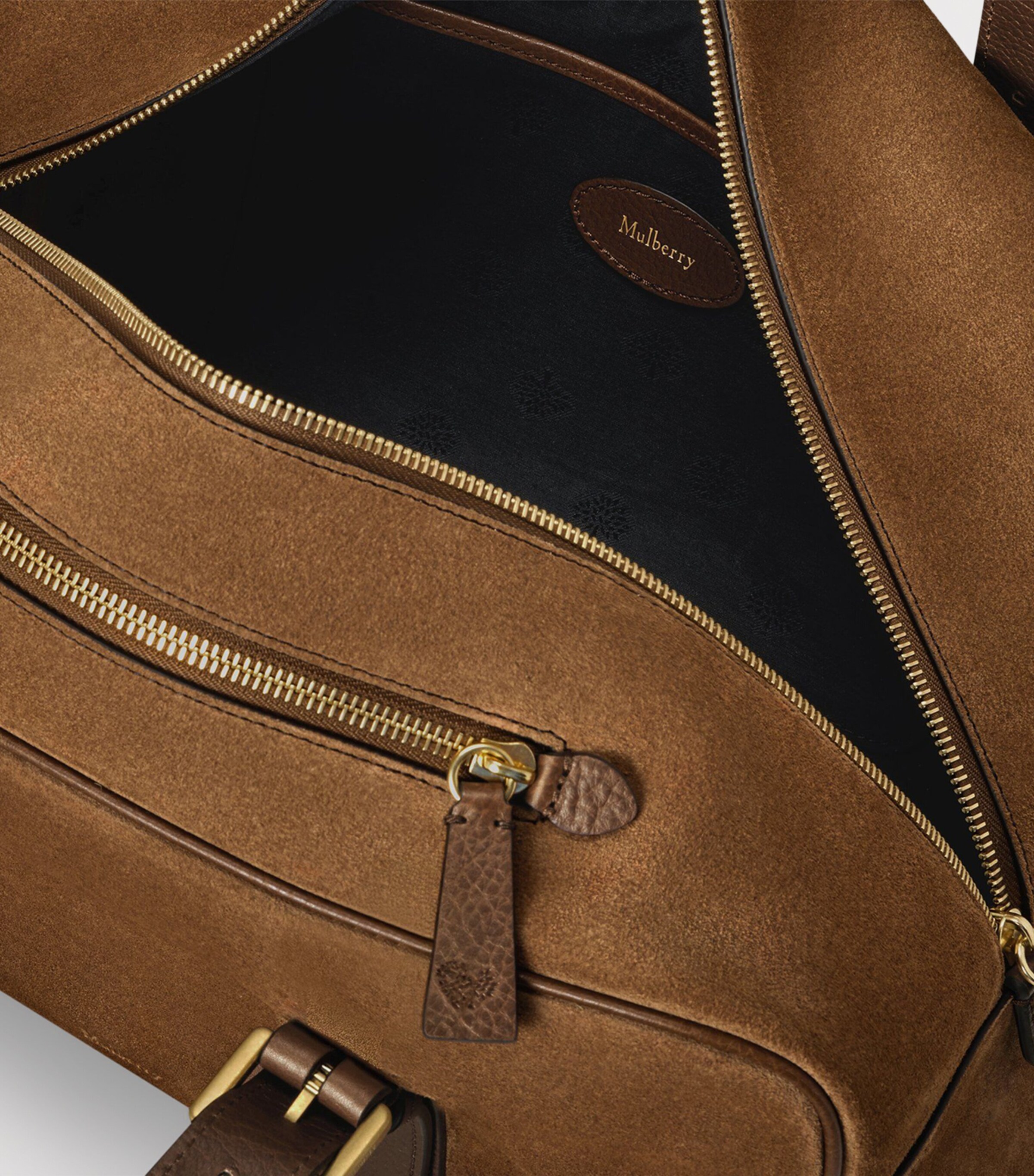 Mulberry Suede Boston Shoulder Bag Vintage Oak Image 5