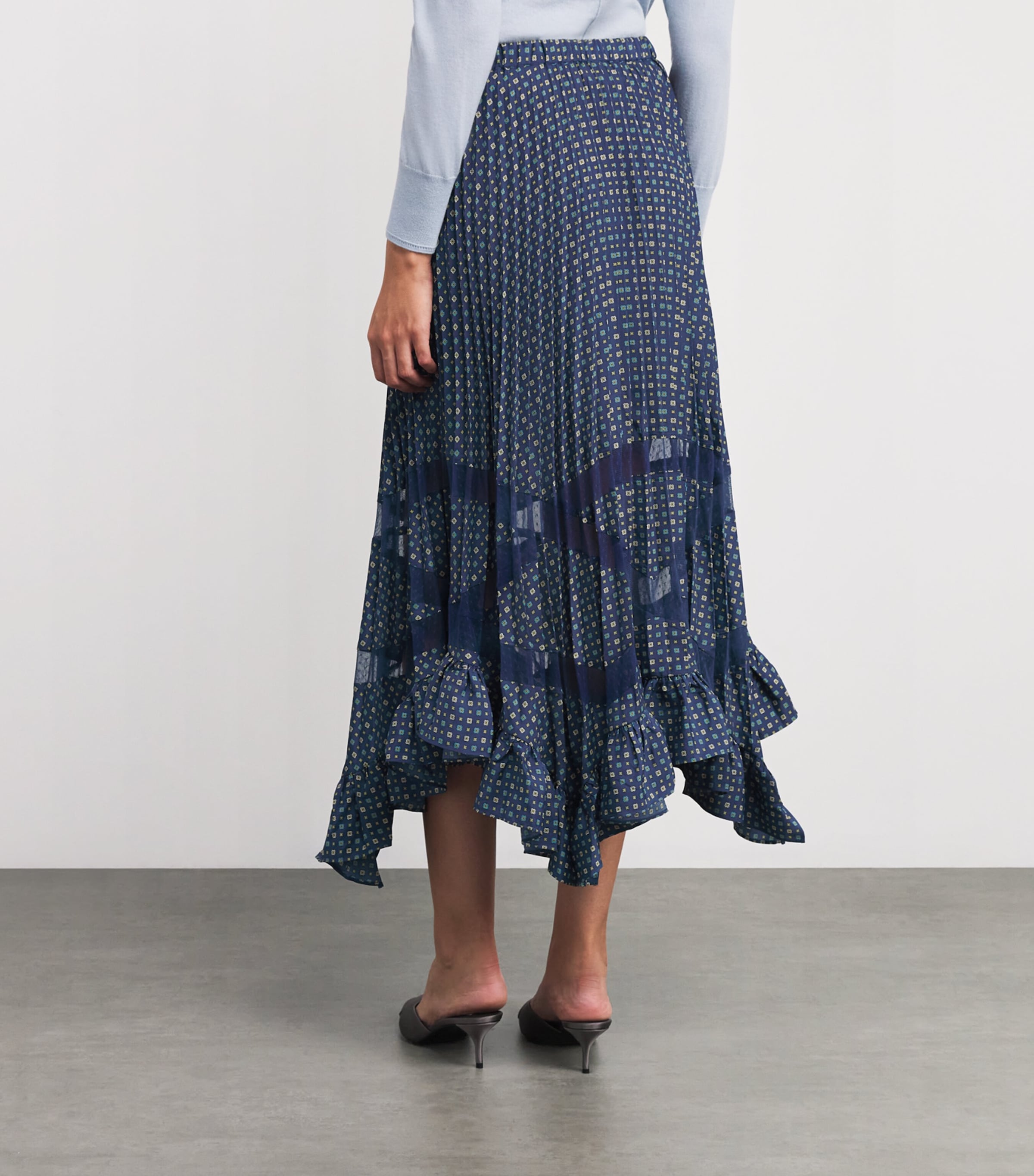 Pleated Ruffle Maxi Skirt DARK PRINT Image 4