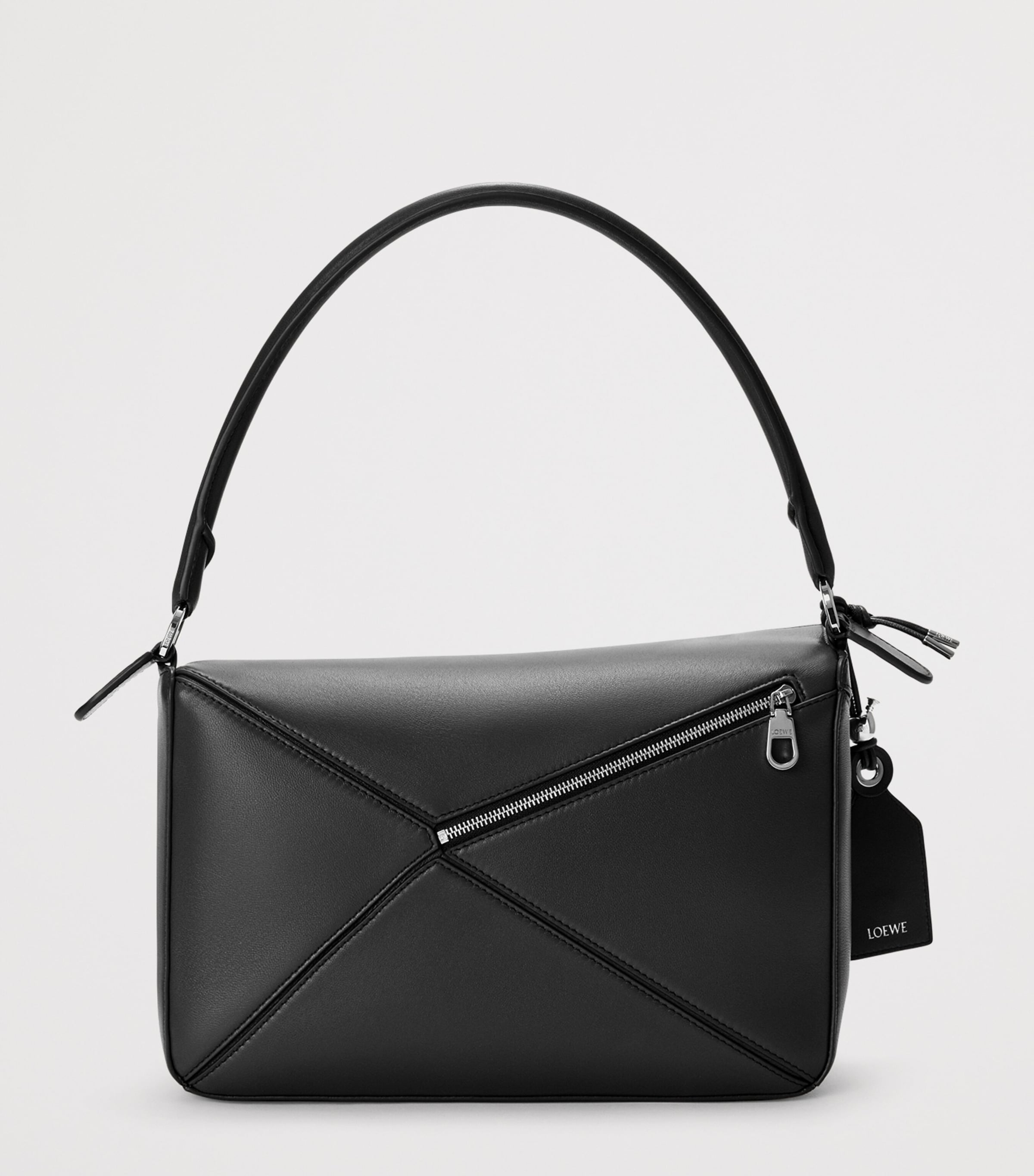 LOEWE Womens Medium Leather Featherlight Puzzle Top-Handle Bag Black Image 5