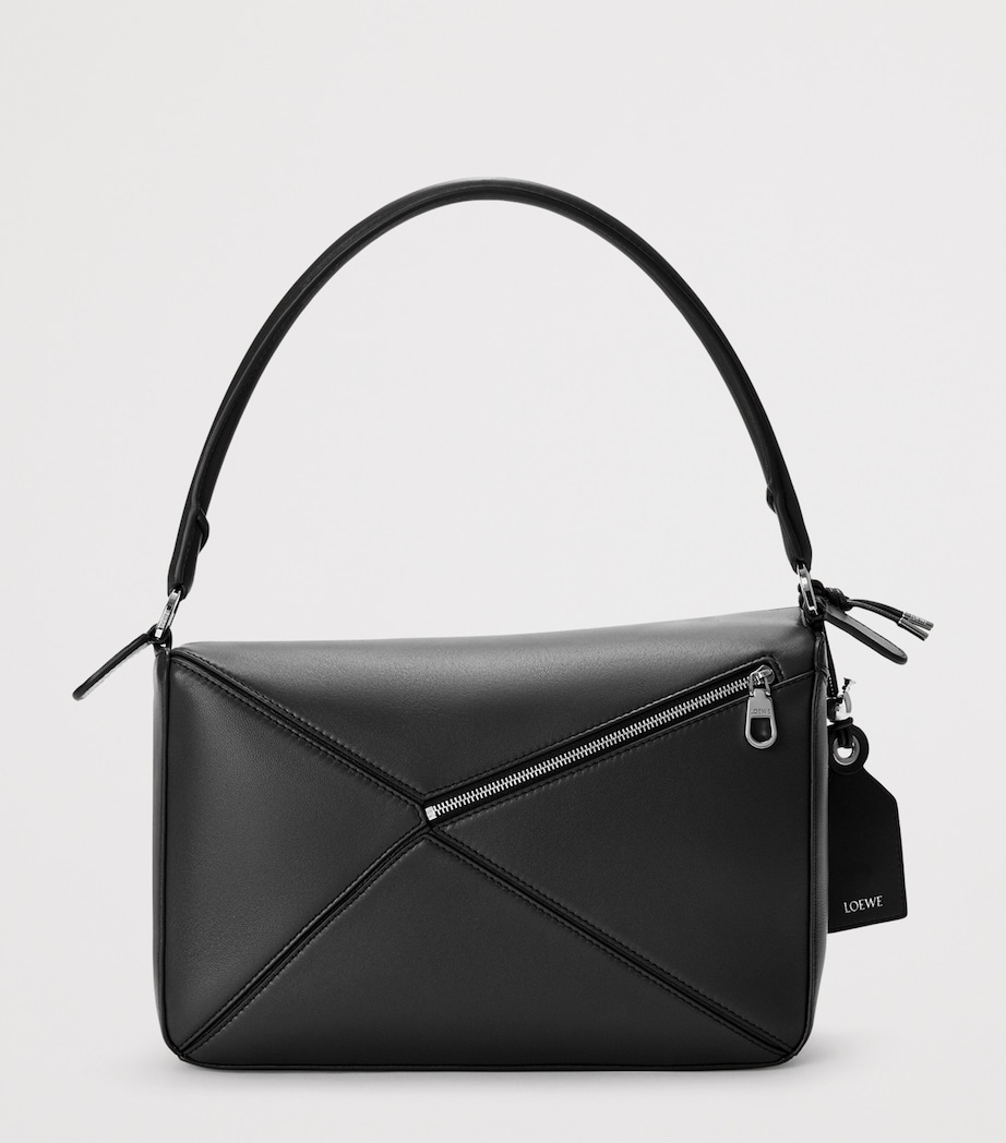 LOEWE Womens Medium Leather Featherlight Puzzle Top-Handle Bag Black Image 5
