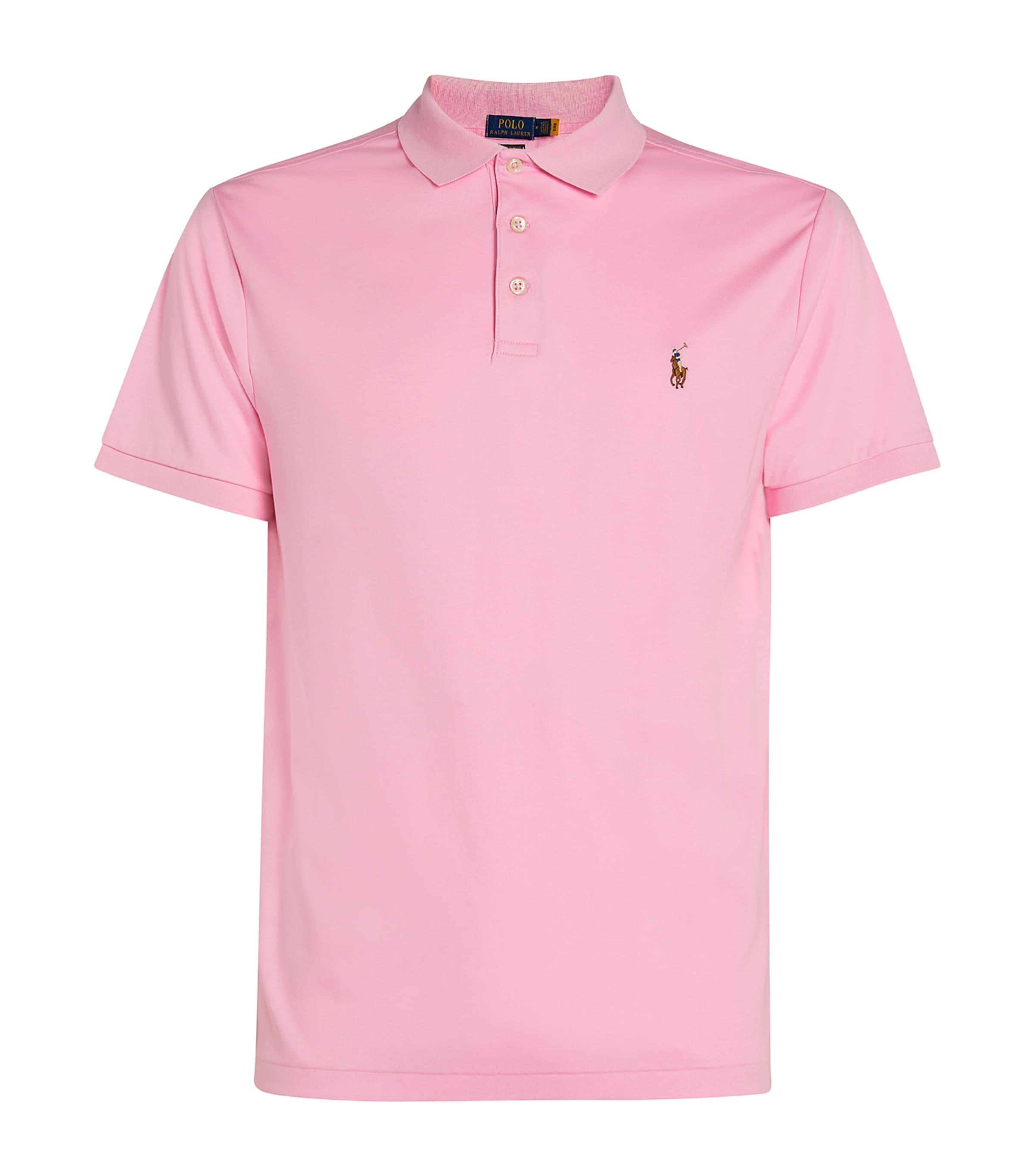 Polo Ralph Lauren Mens Cotton Mesh Custom-Fit Polo Shirt Pink Image 1