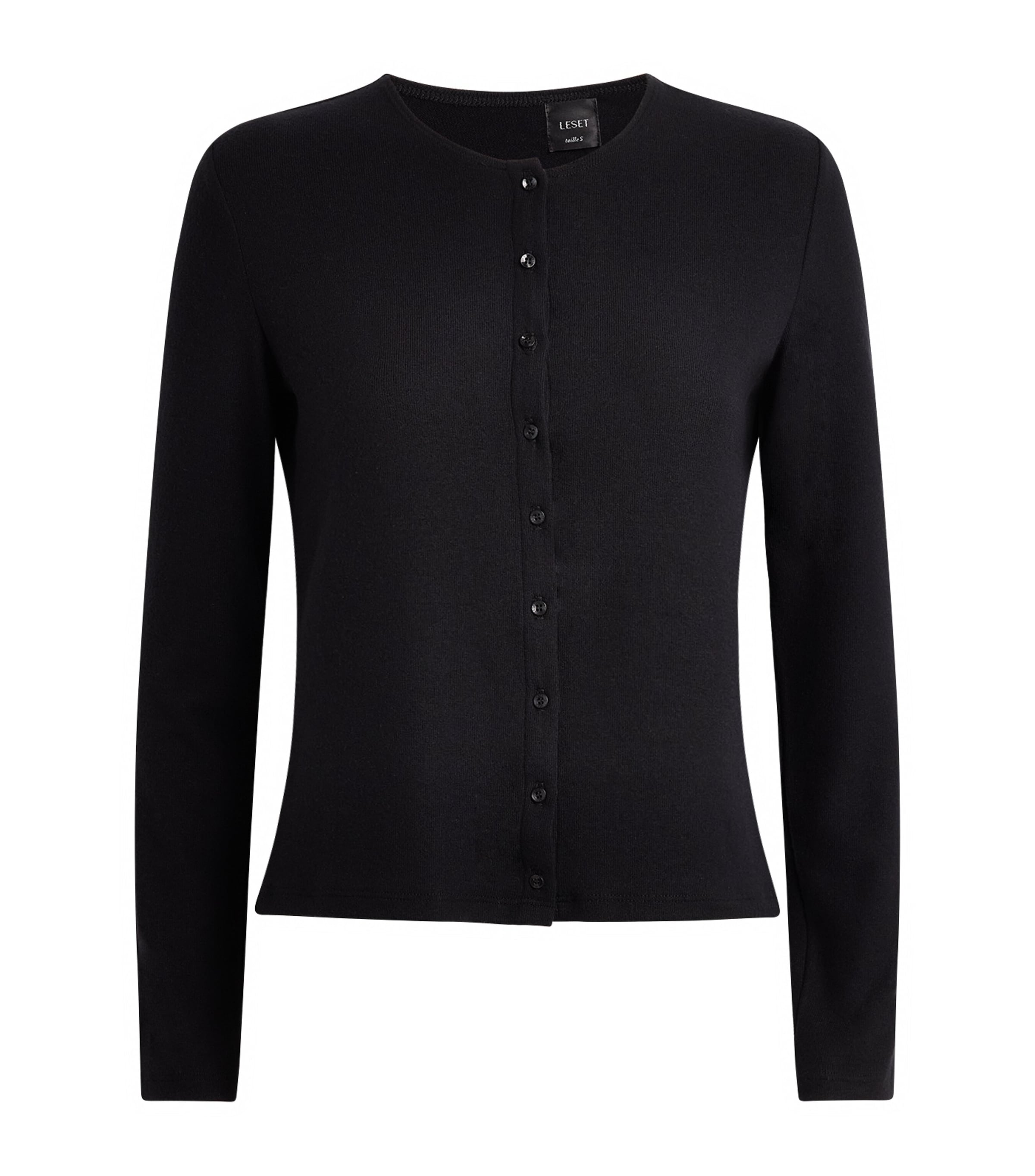 LESET Womens Jersey Lauren Classic Cardigan Black Image 1