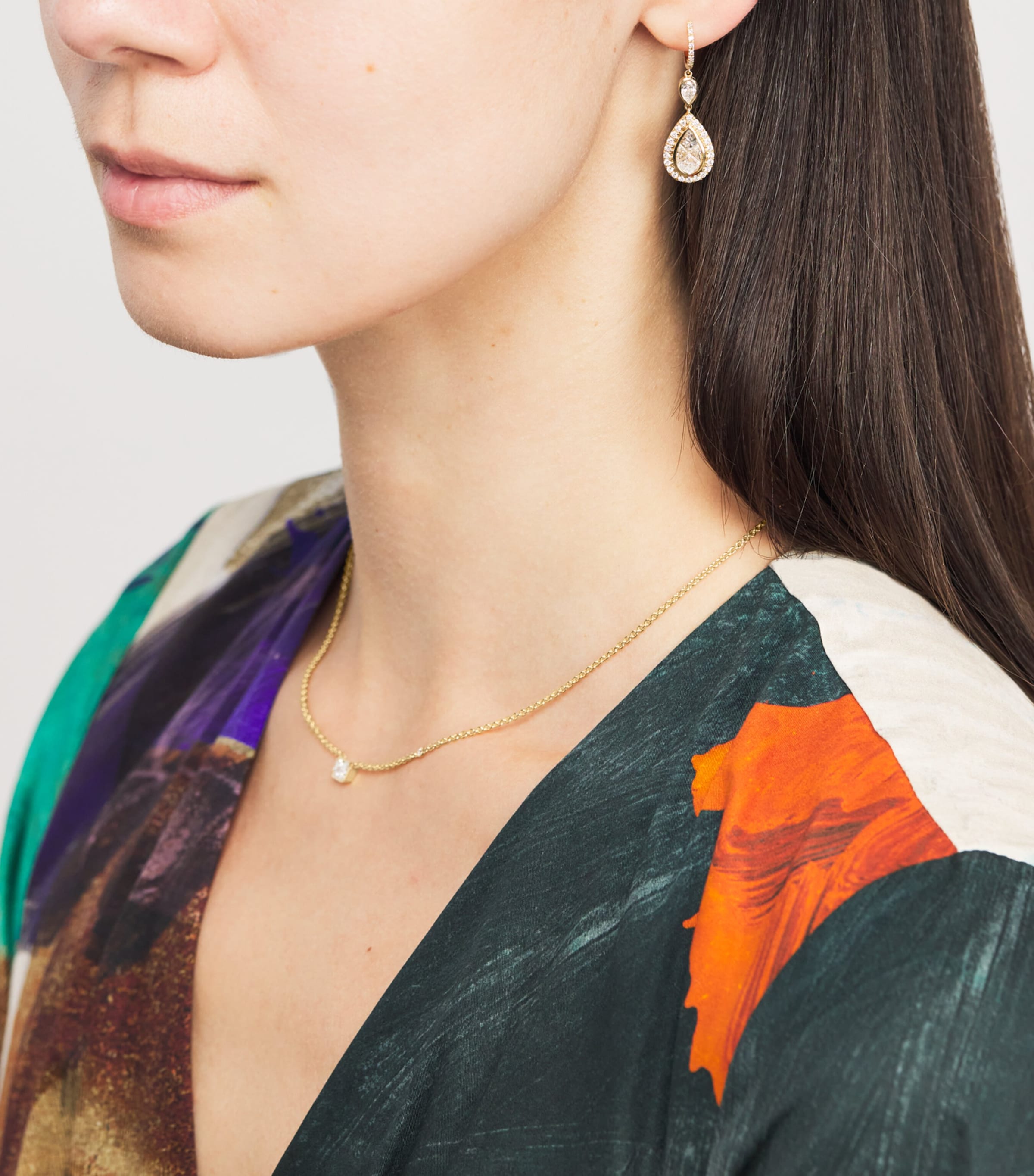 Yellow Gold and Diamond Double Pavé Pear Drop Earrings YELLOW GOLD Image 2