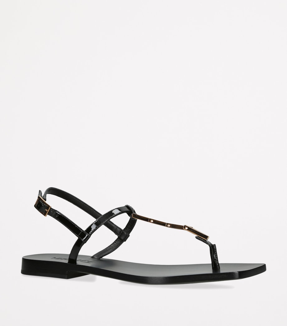 Versace Patent Leather V Sandals Black Image 3