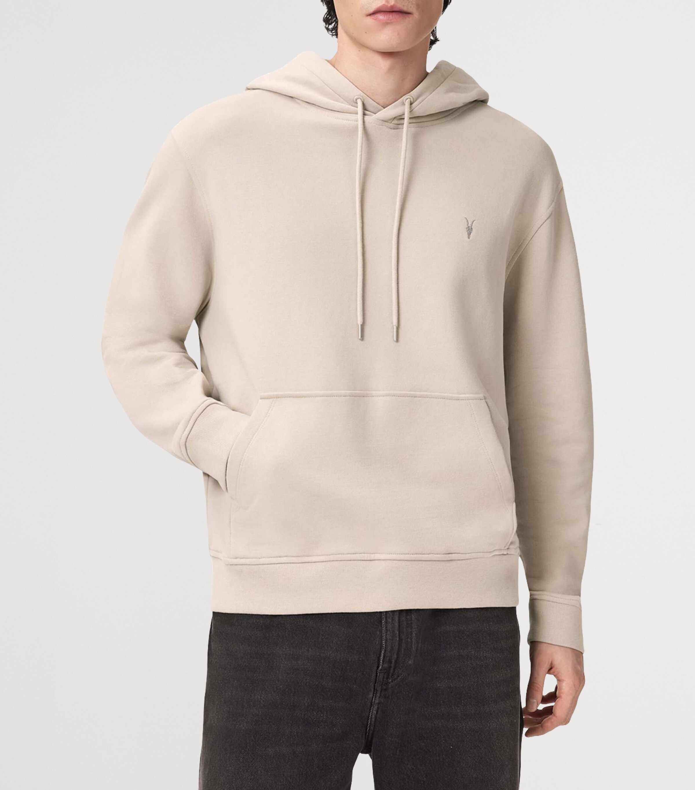 AllSaints Mens Organic-Recycled Cotton Asher Hoodie Sandstone Brown Image 5