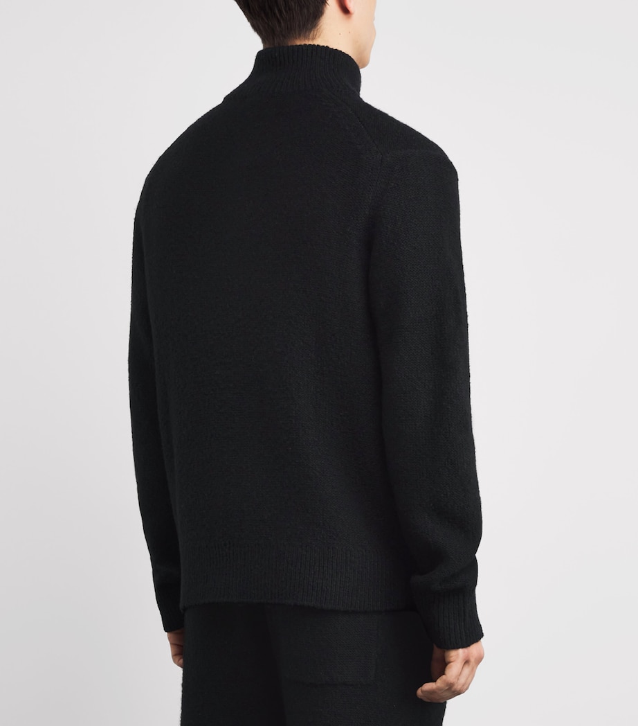 Wool-Blend Half-Placket Kotoni Sweater BLACK Image 4