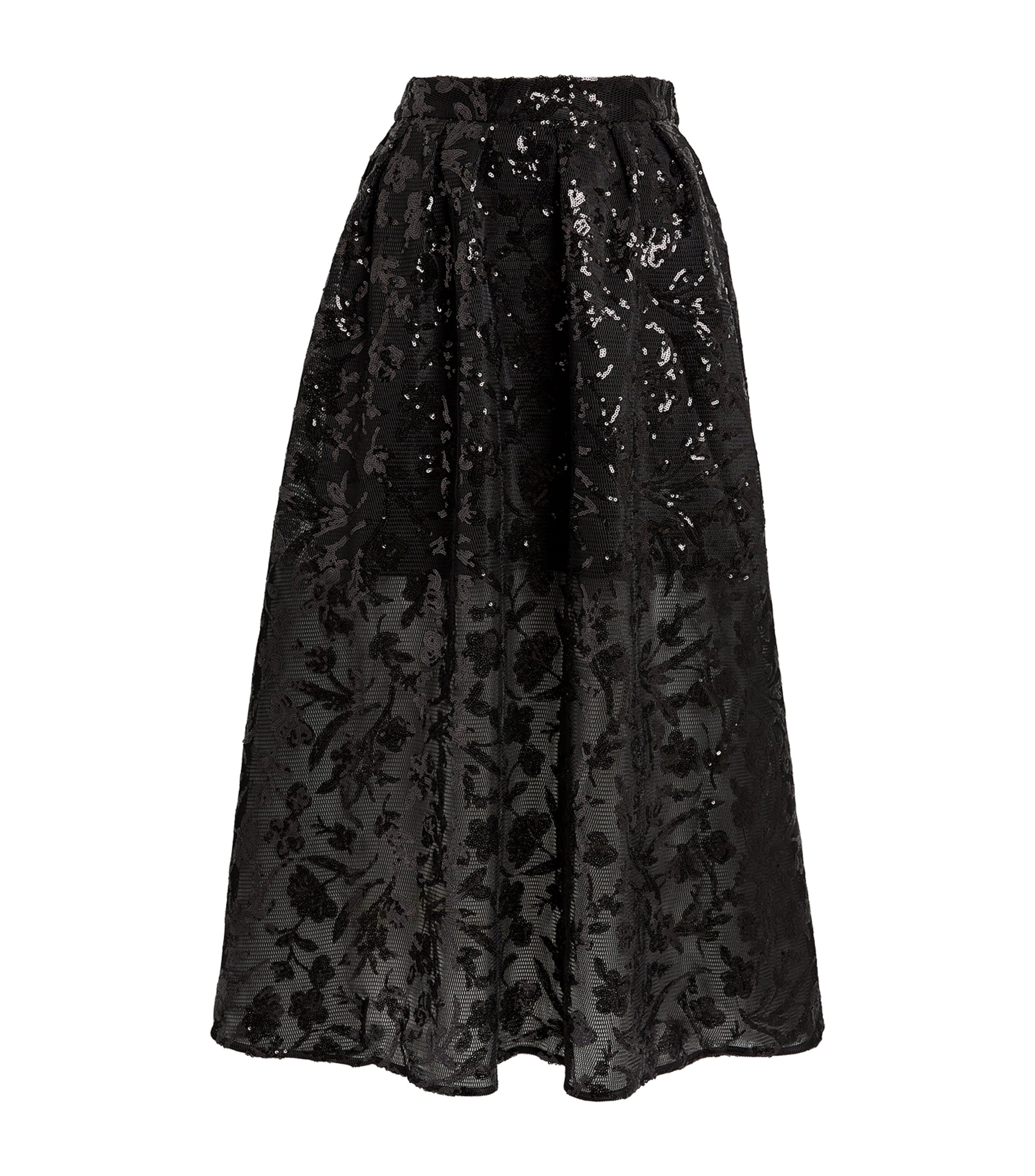 Shop Maje Sequin Midi Skirt In Black