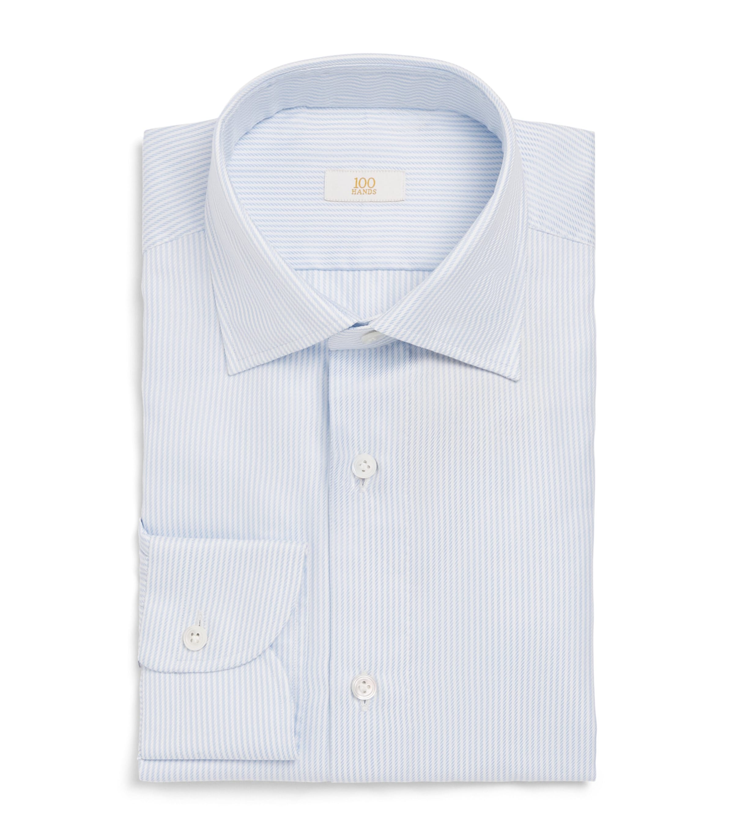 100HANDS Mens Cotton Twisted Stripe Shirt Light Blue Image 1