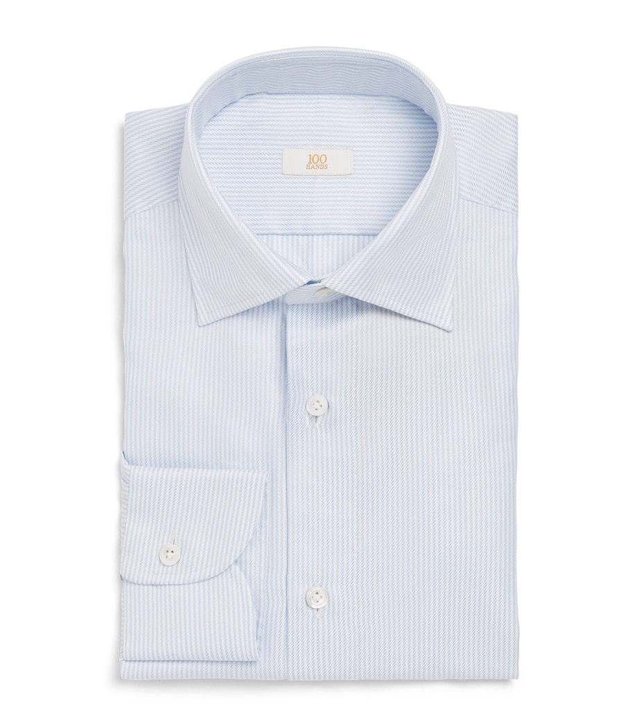 100HANDS Mens Cotton Twisted Stripe Shirt Light Blue Image 1