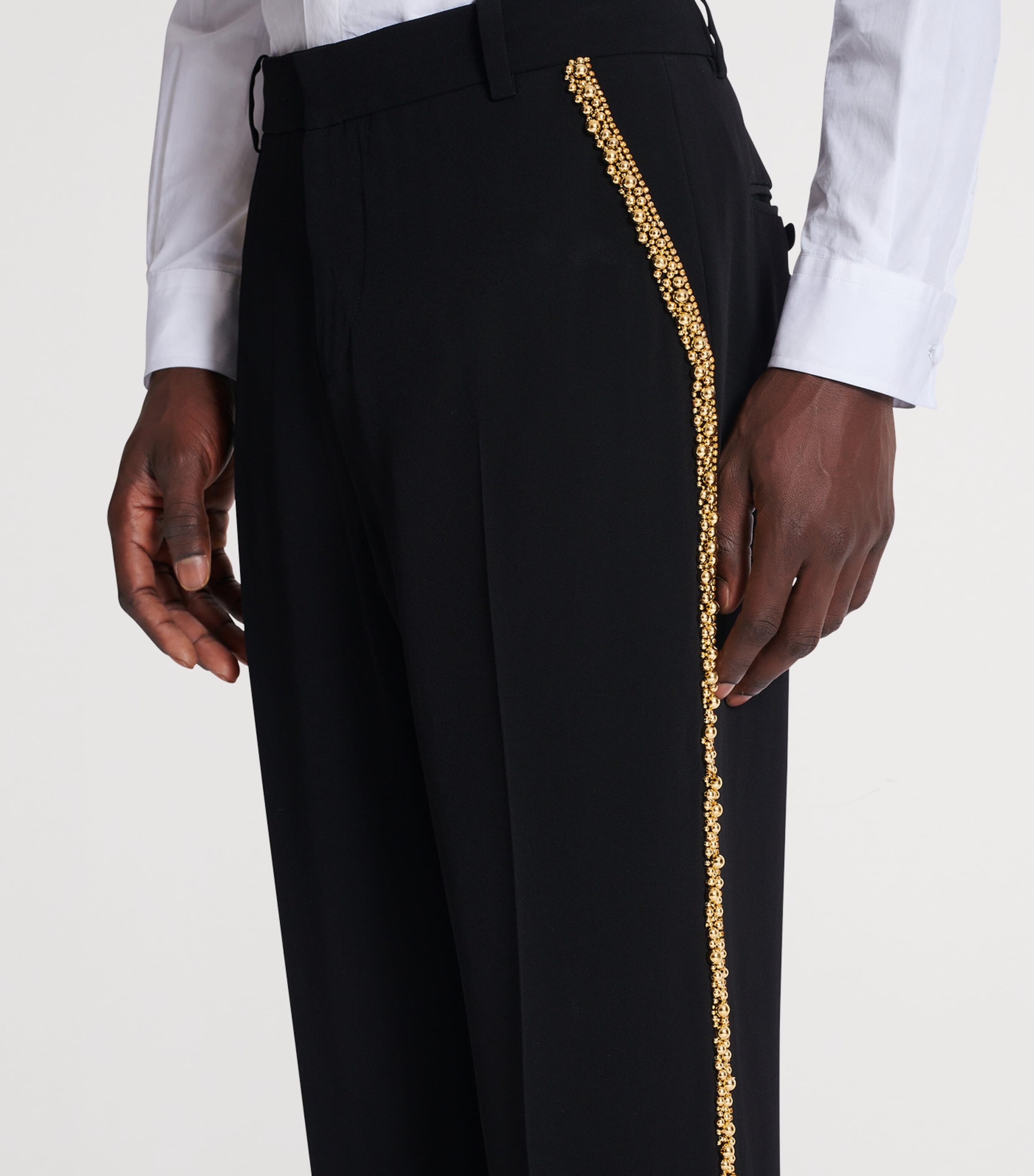 Embellished Slim Tailored Trousers EAD NOIR/OR Image 3