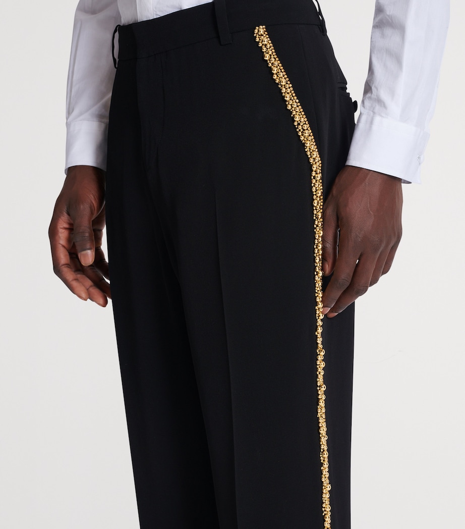 Embellished Slim Tailored Trousers EAD NOIR/OR Image 3
