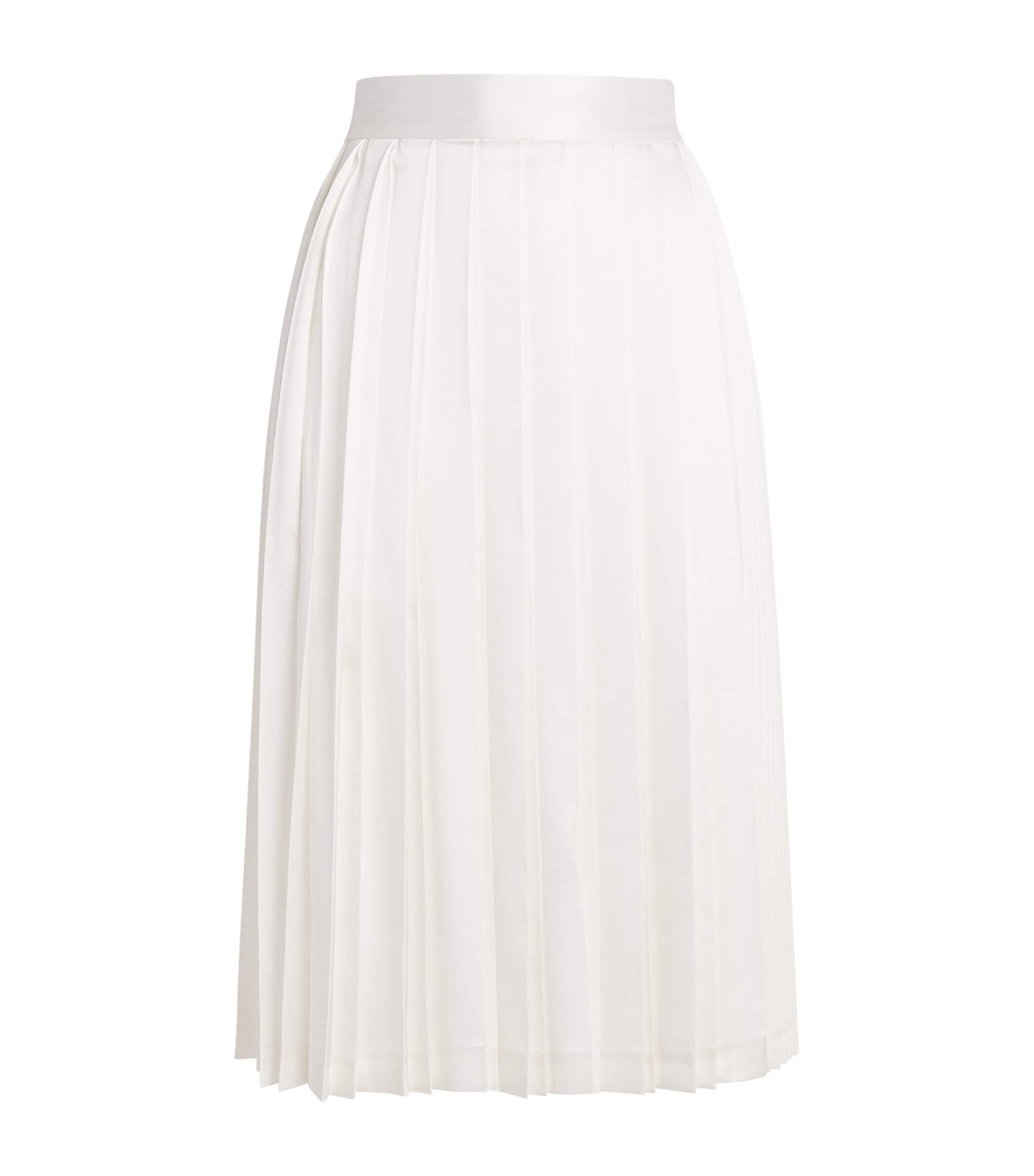 Laura Pitharas Womens Silk Pleated Midi Skirt Ivory Excl Image 1