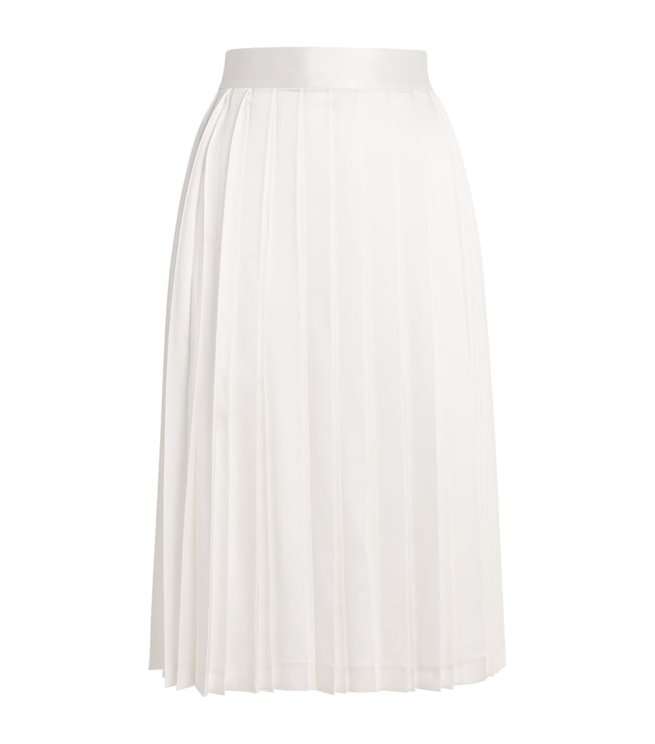 Laura Pitharas Womens Silk Pleated Midi Skirt Ivory Excl Image 1
