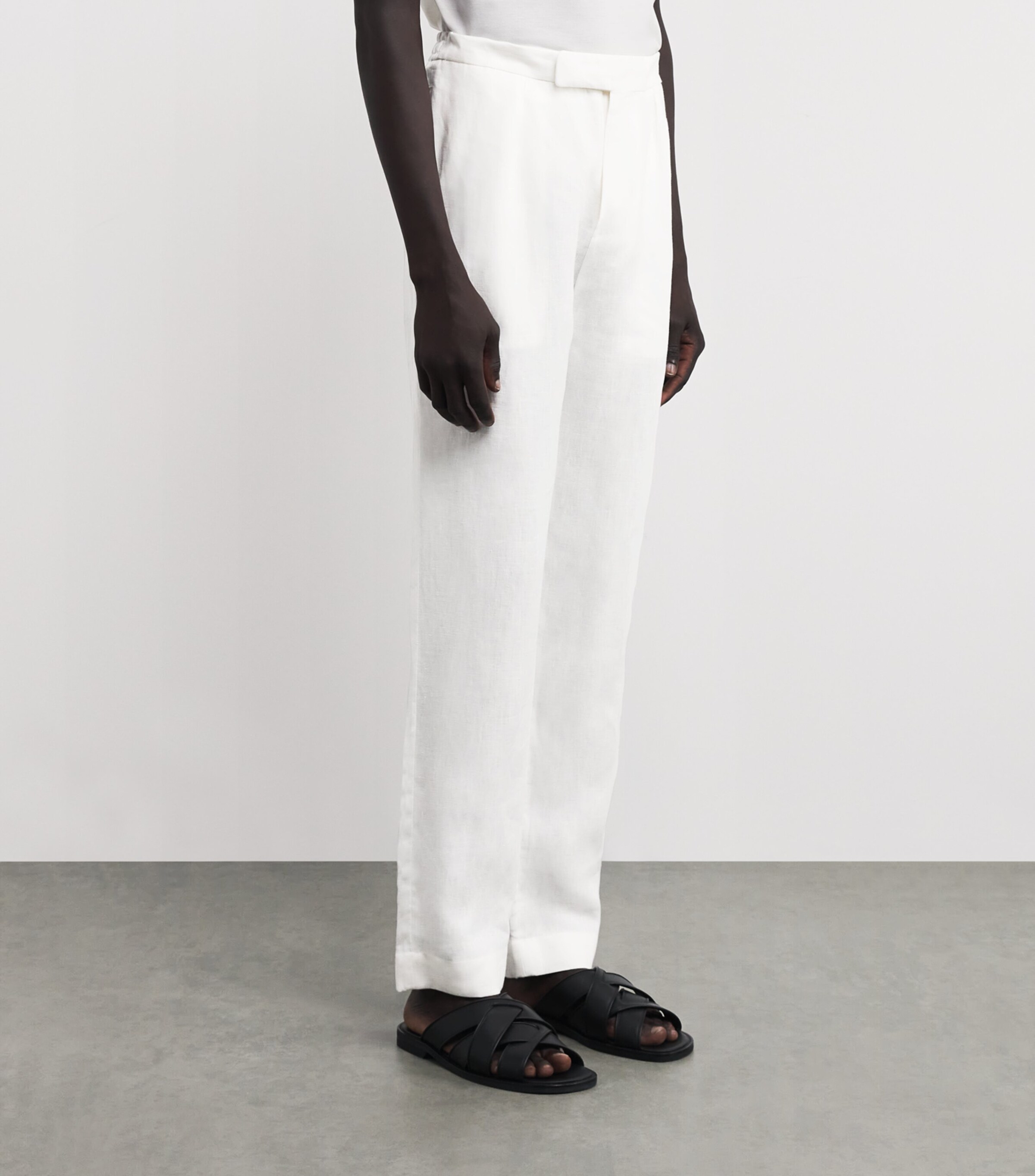 Ralph Lauren Purple Label Mens Linen Davis Trousers Cream Image 3