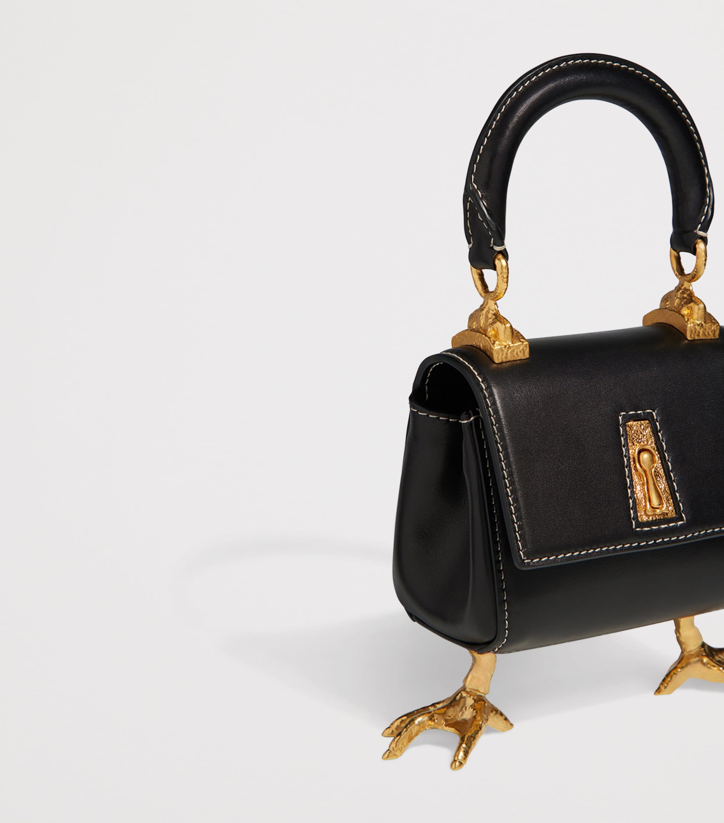 Schiaparelli Leather Secret Top-Handle Bag Black Image 4
