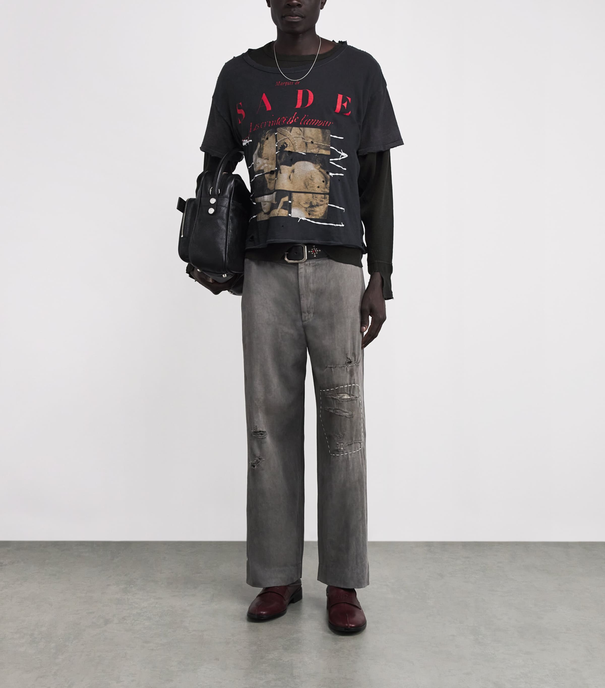 Distressed Logo Long-Sleeve T-Shirt CHARCOAL Image 2