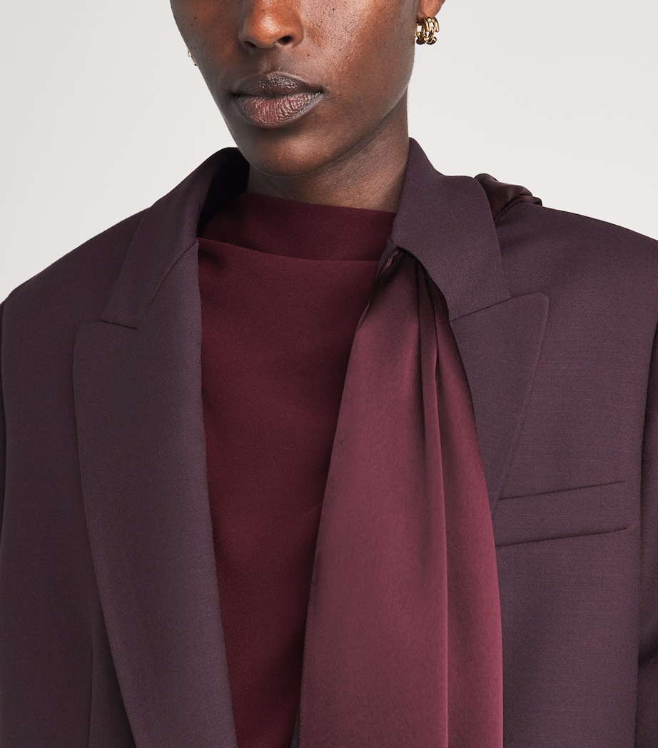 Roksanda Womens Wool Scarf-Tie Isabel Blazer Burgundy Image 3