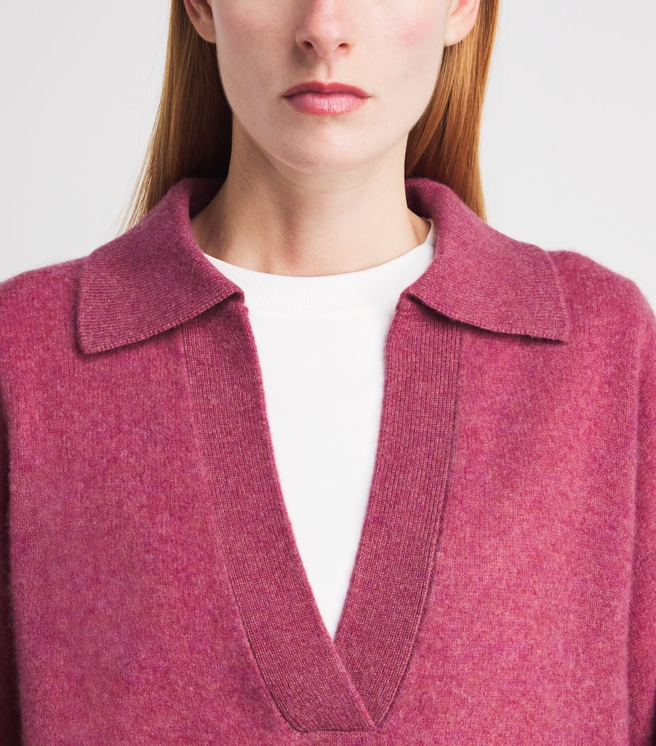 Le Kasha Womens Organic Cashmere Jacksob Polo Sweater Raspberry Image 3