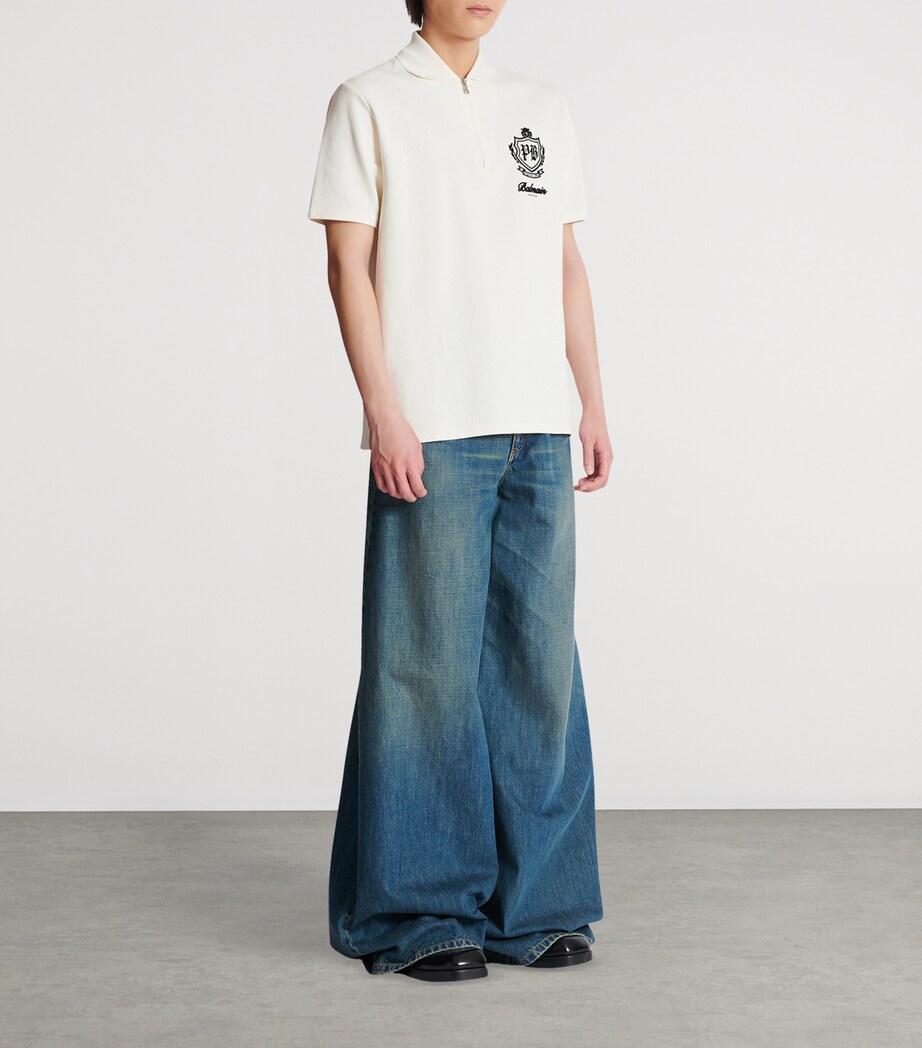 Cotton College Emblem Polo Shirt GAB BLANC/NOIR Image 5