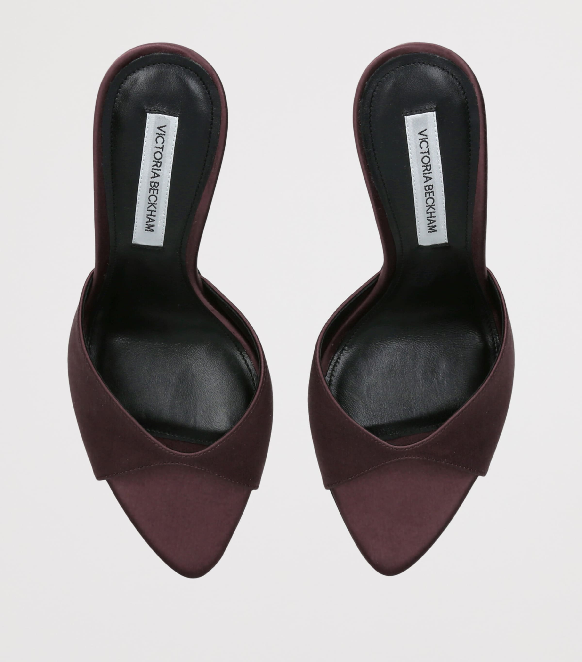 Victoria Beckham Satin Harlow  Heeled Mules 100 Wine Image 3