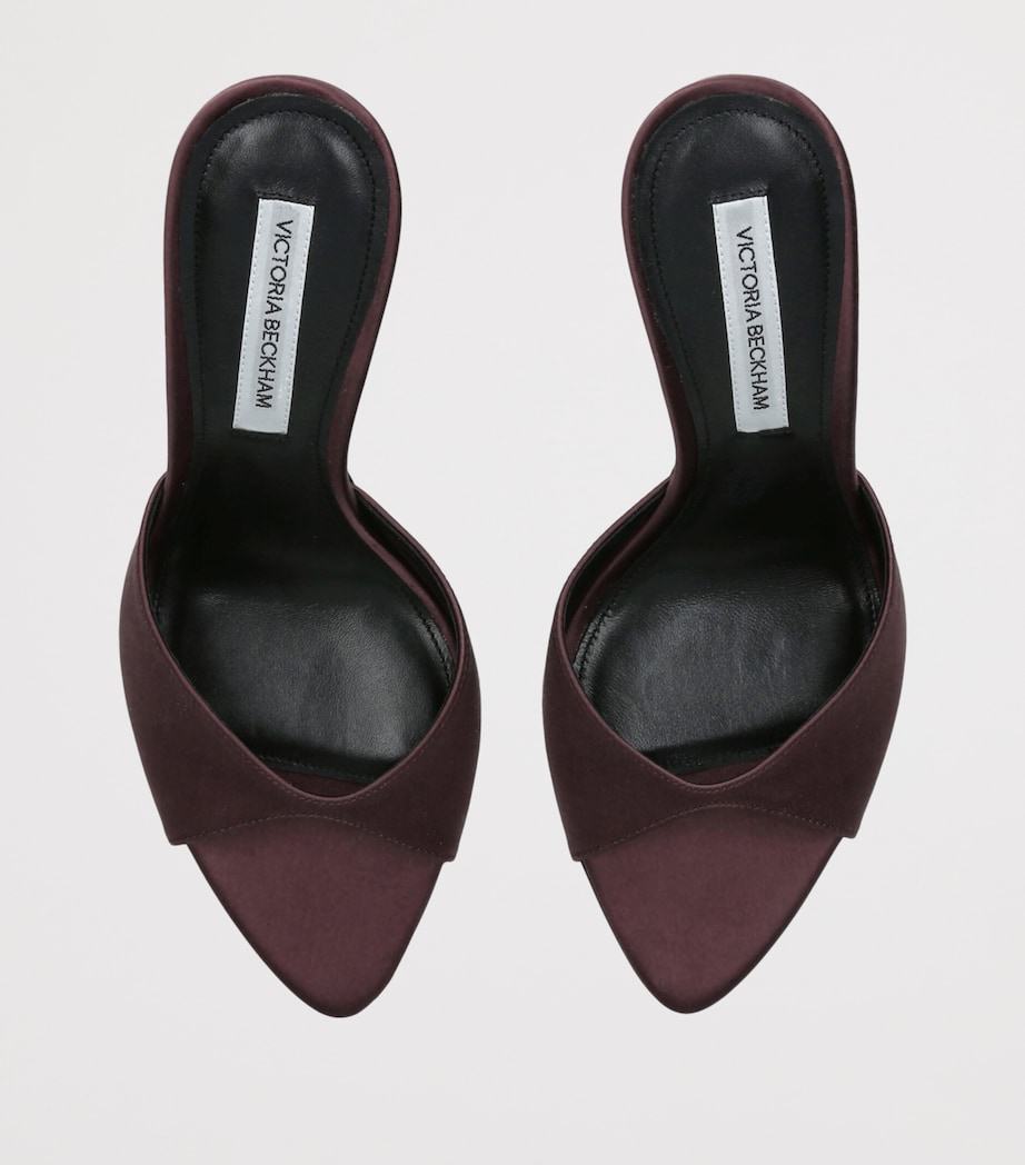 Victoria Beckham Satin Harlow Heeled Mules 100 Wine Image 3