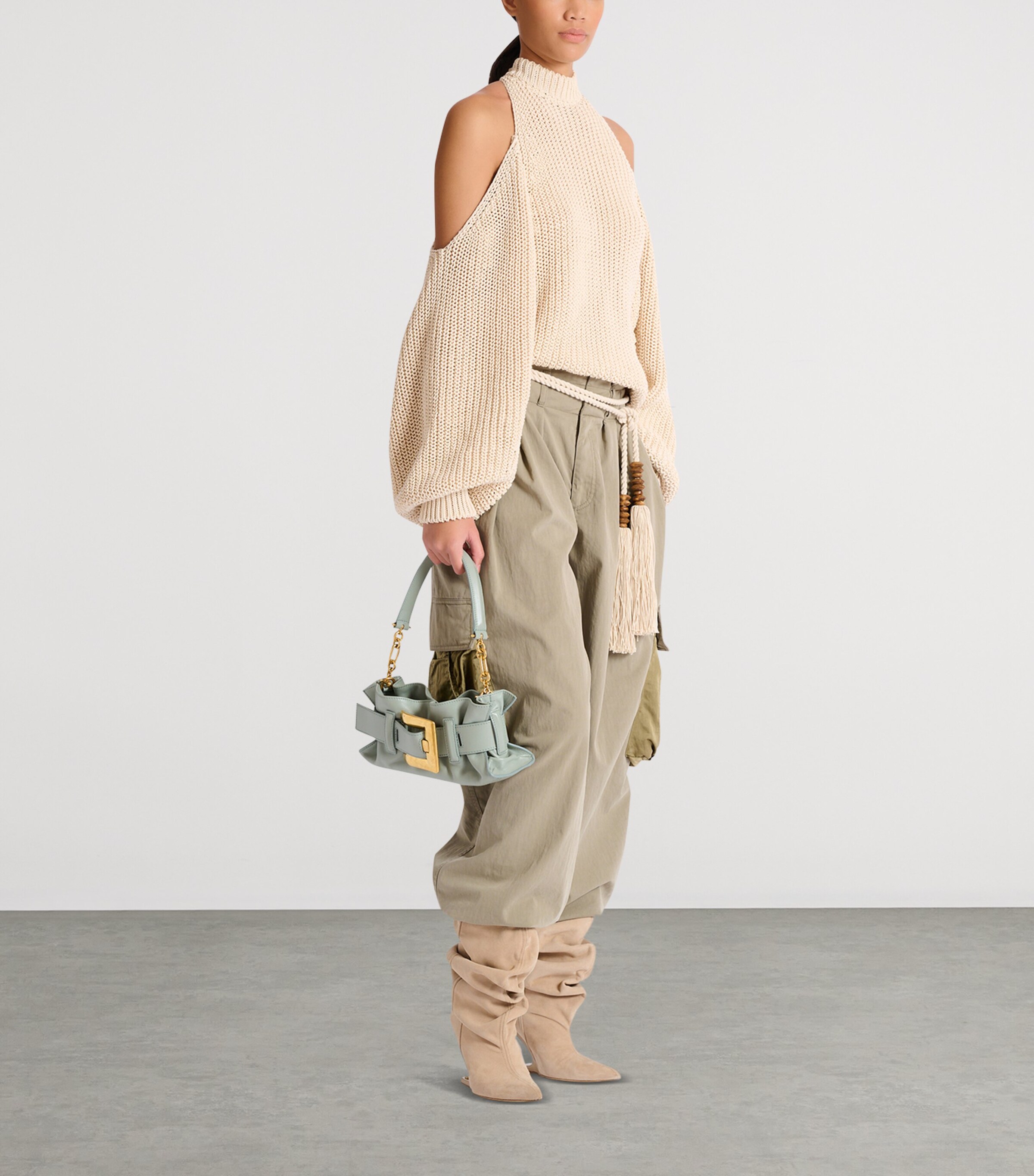 Balmain Mini Leather Anthem Shoulder Bag Faded Green Image 2