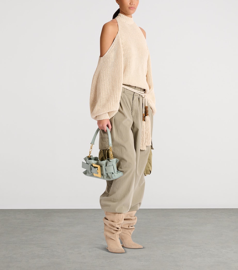 Balmain Mini Leather Anthem Shoulder Bag Faded Green Image 2