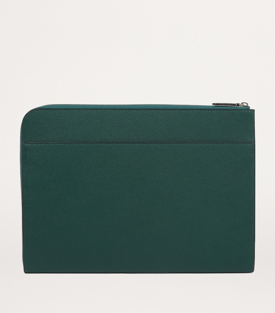 Small Panama Leather Laptop Case FOREST GREEN Image 2
