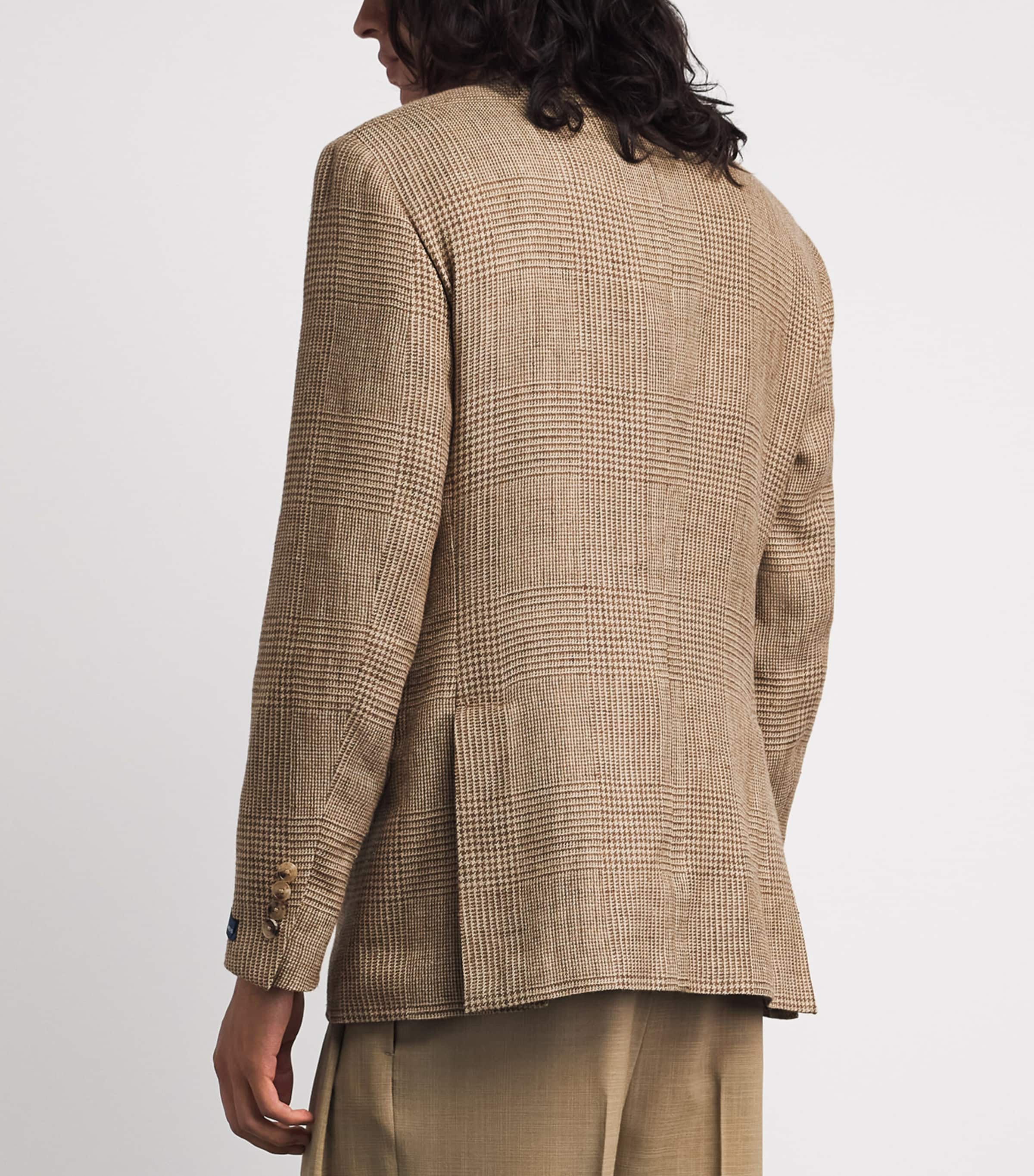 Polo Ralph Lauren Mens Linen-Silk-Wool Glenplaid Blazer Brown/tan Image 5