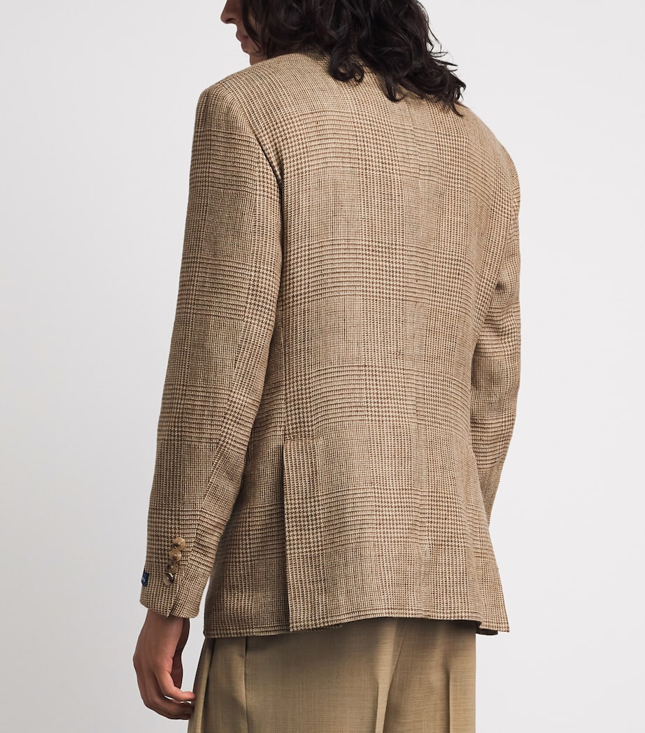 Polo Ralph Lauren Mens Linen-Silk-Wool Glenplaid Blazer Brown/tan Image 5