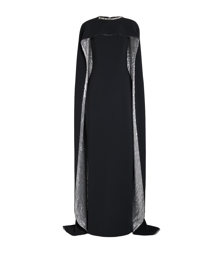 Sequinned Cape Gown BLACK/SILVER Image 1