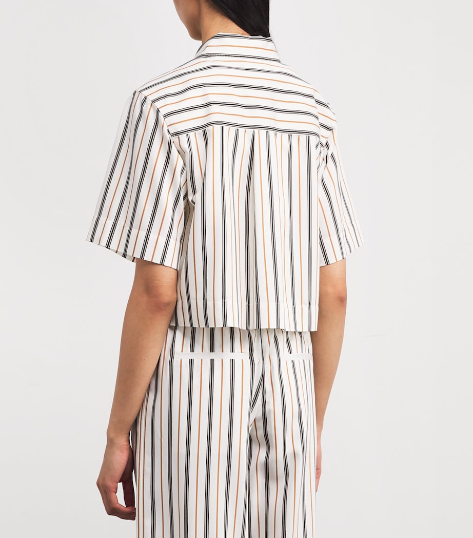 Twill Stripe Crop Shirt WHITE/TOBACCO Image 4