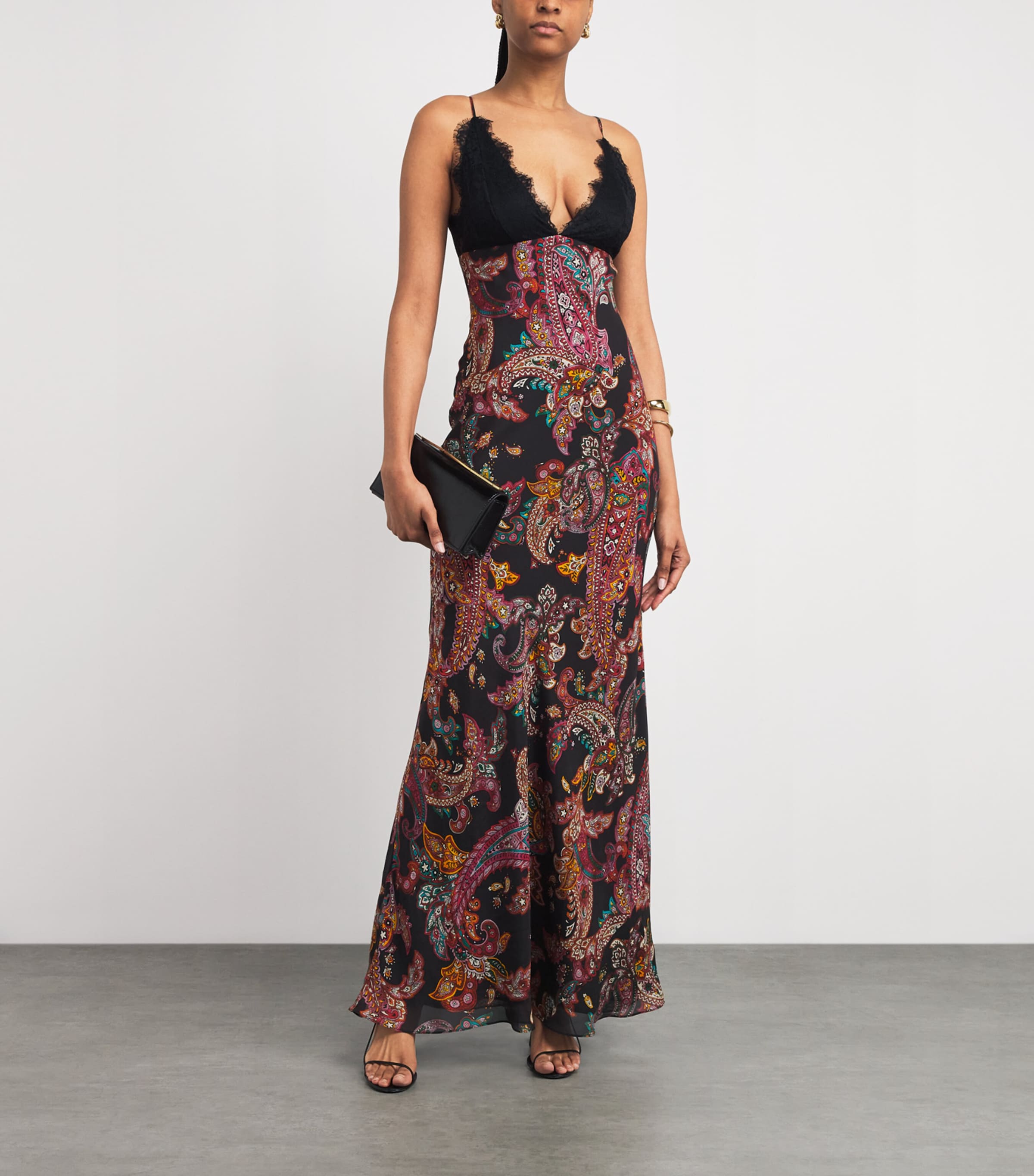 Silk Susanna Maxi Dress BLK MLTI PAISLEY SCR Image 2