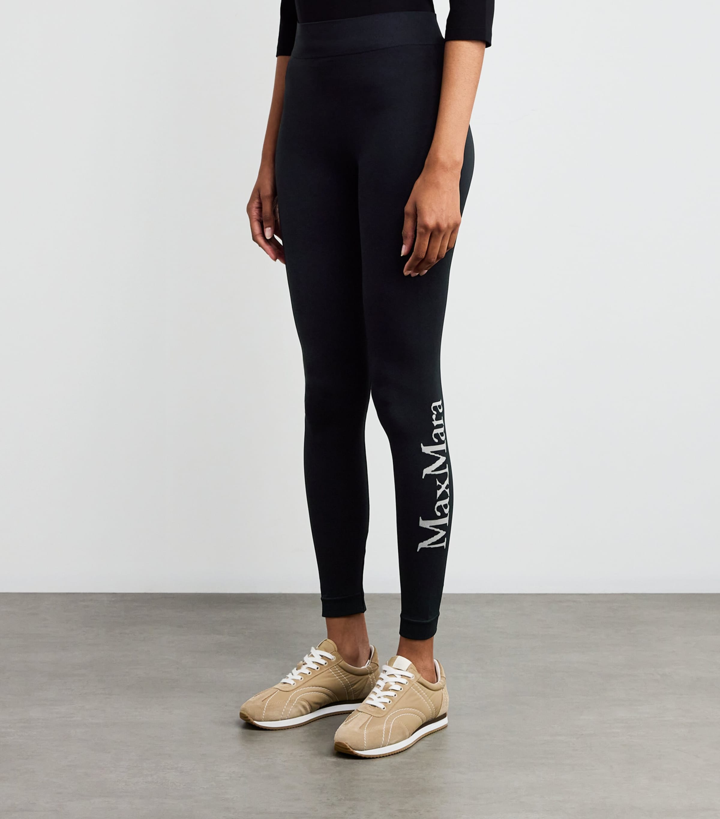 Max Mara Black Logo Leggings | Harrods US