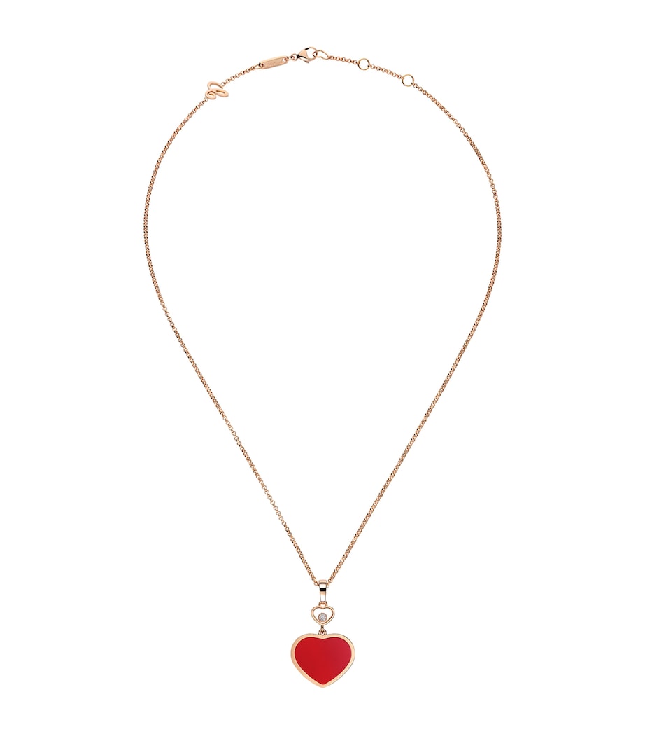 Rose Gold, Carnelian and Diamond Happy Hearts Pendant 18K ROSE GOLD Image 1