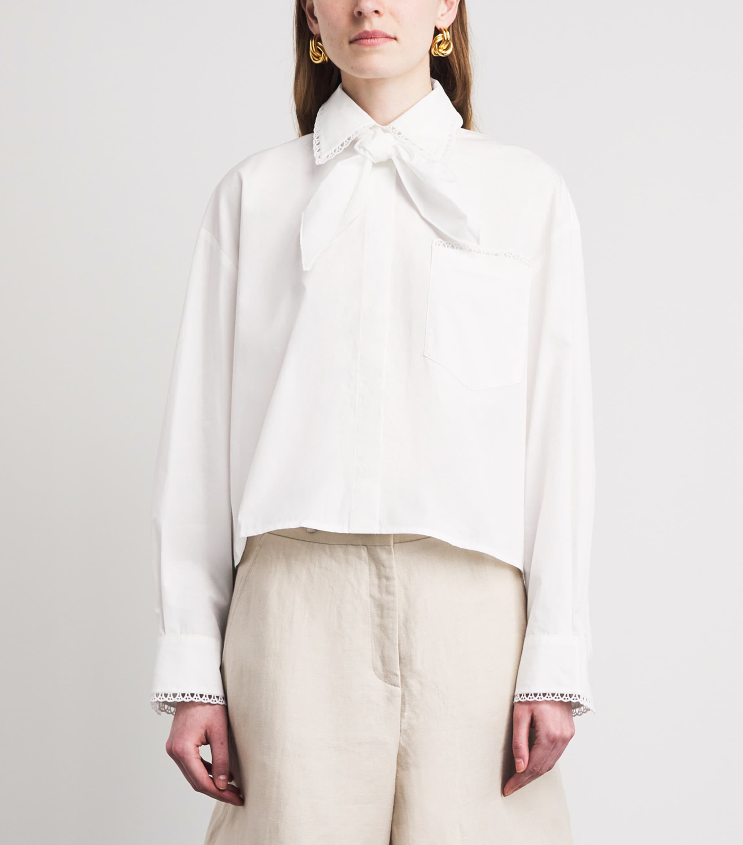 Maje Womens Crochet-Collar Shirt White Image 4