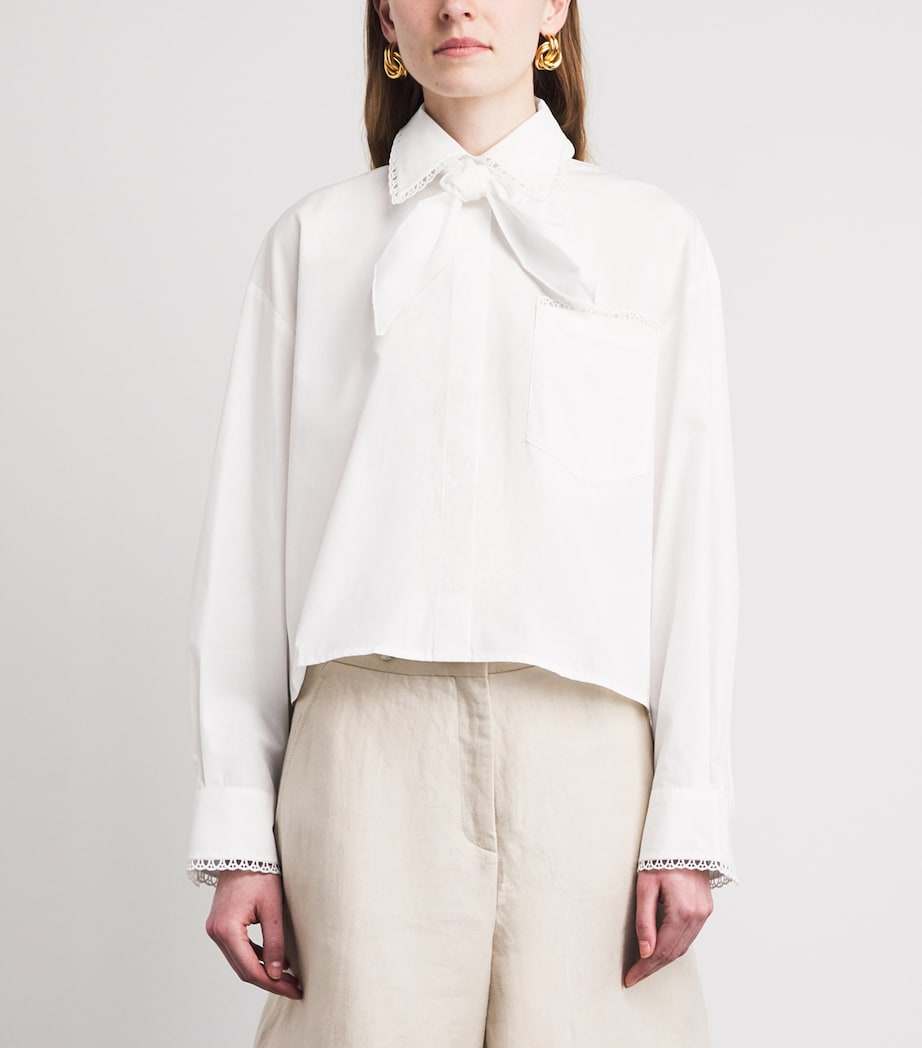 Maje Womens Crochet-Collar Shirt White Image 4