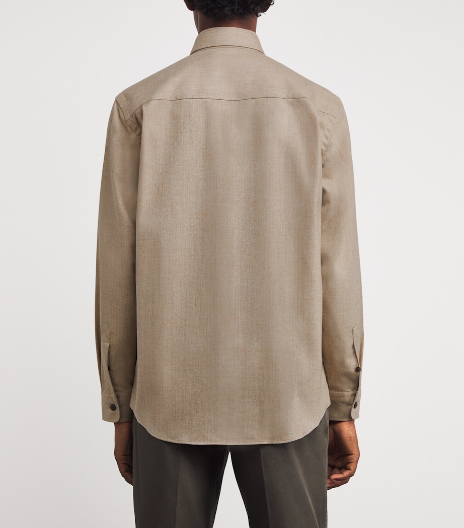 Virgin Wool-Cashmere Flannel Shirt STONE Image 4