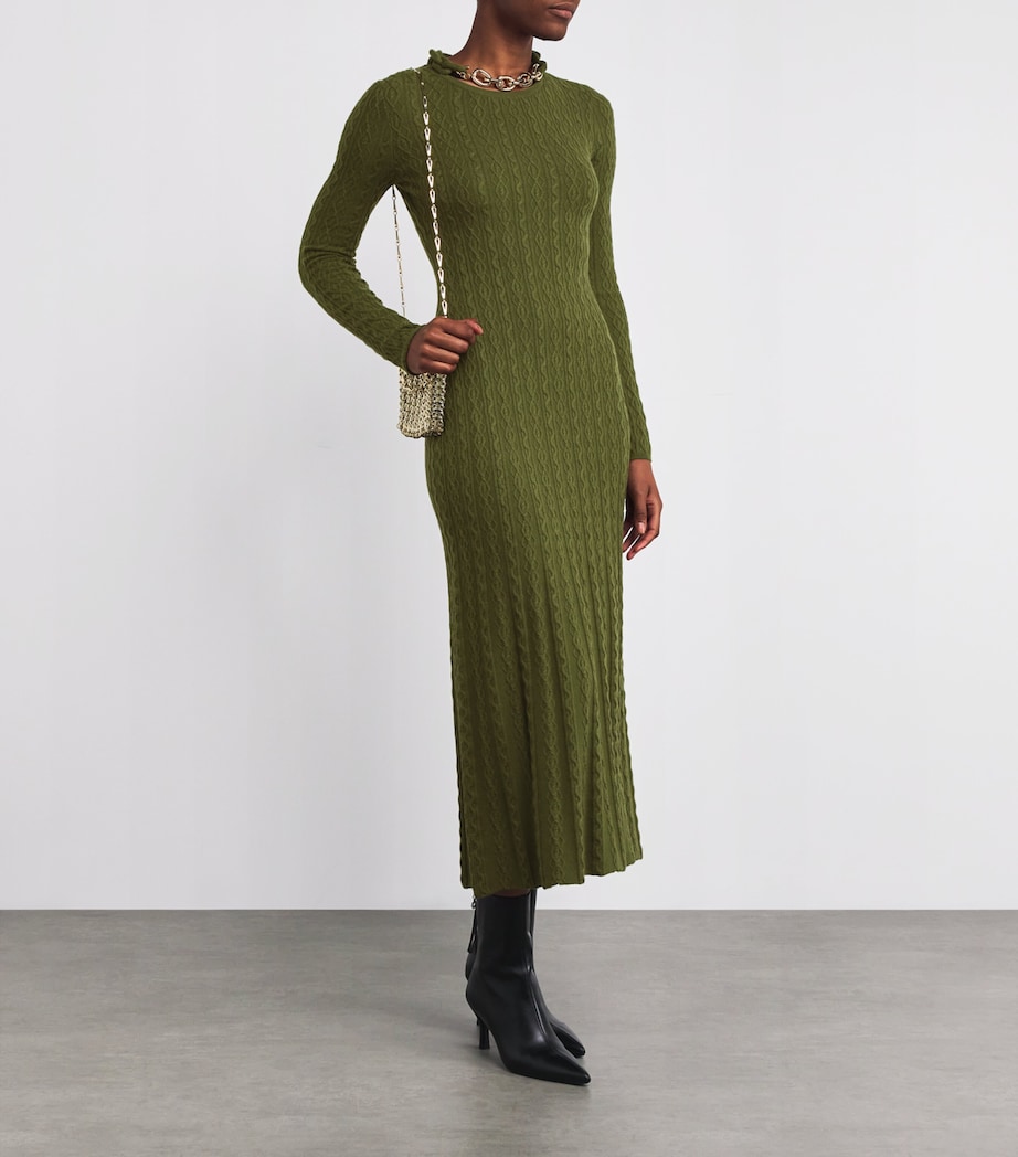 Wool-Blend Embellished Midi Dress P303 KAKI Image 2