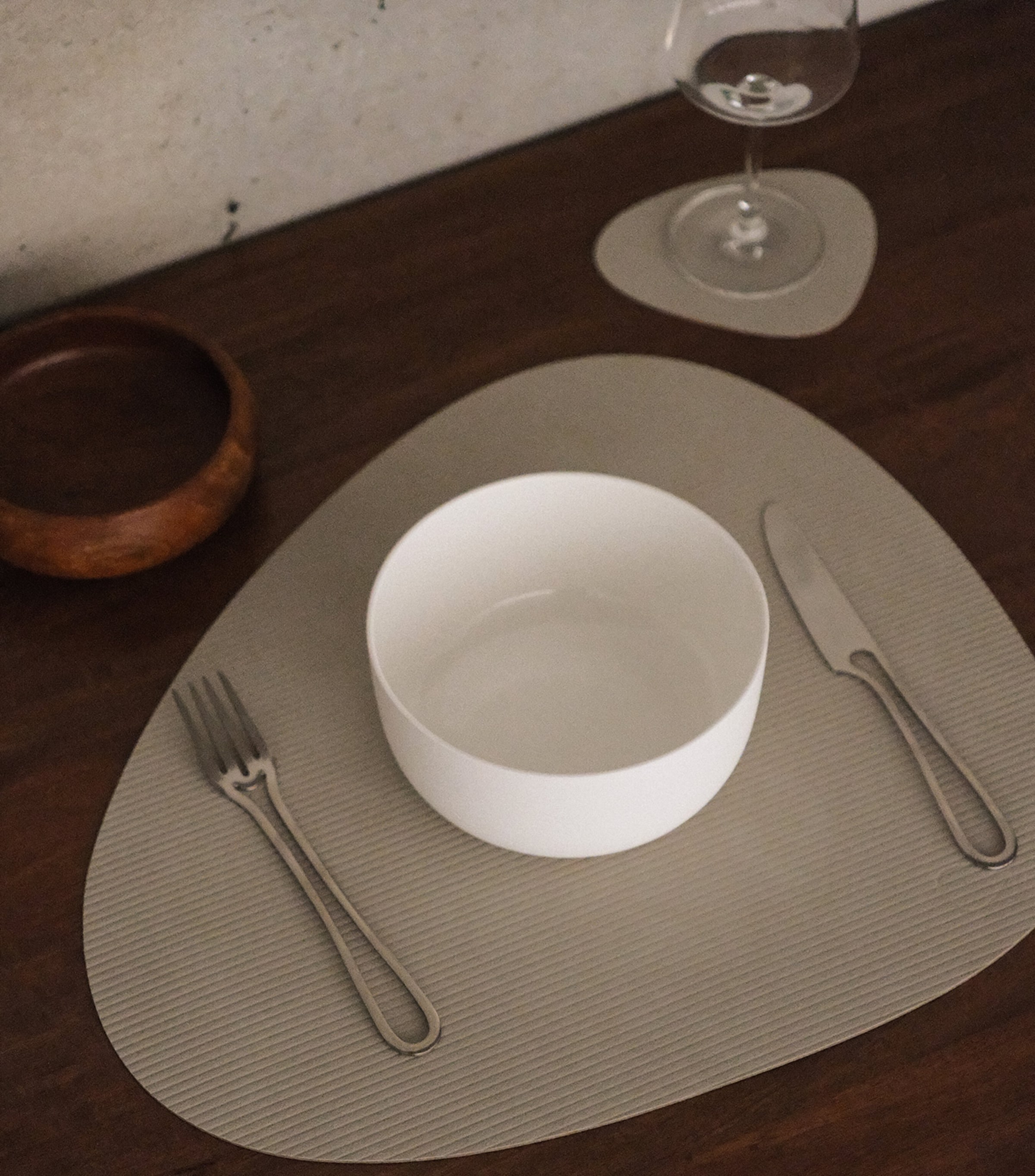 Large Curve Corduroy Placemat (Set of 4) OYSTER WHITE Image 3