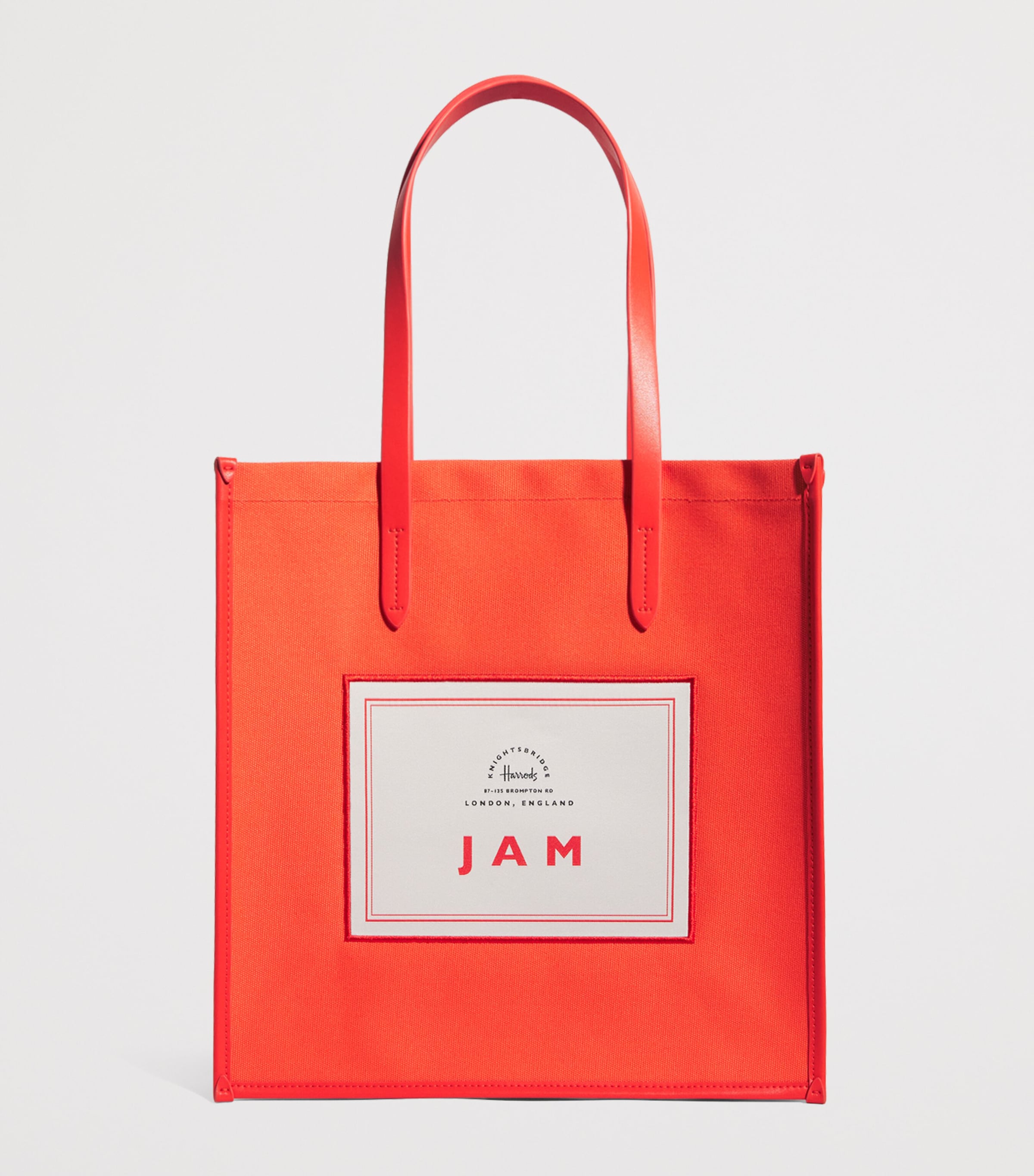 Harrods Cotton Jam Condiments Shopper Bag In Red