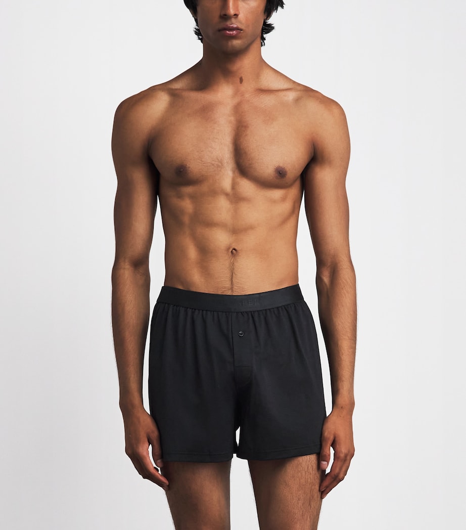Sunspel Mens Superfine Cotton Boxer Shorts Bkaa Black Image 2