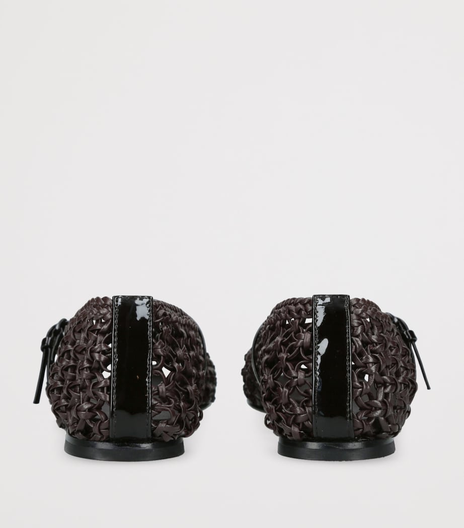 Leather Woven Balla Flats WINE Image 2