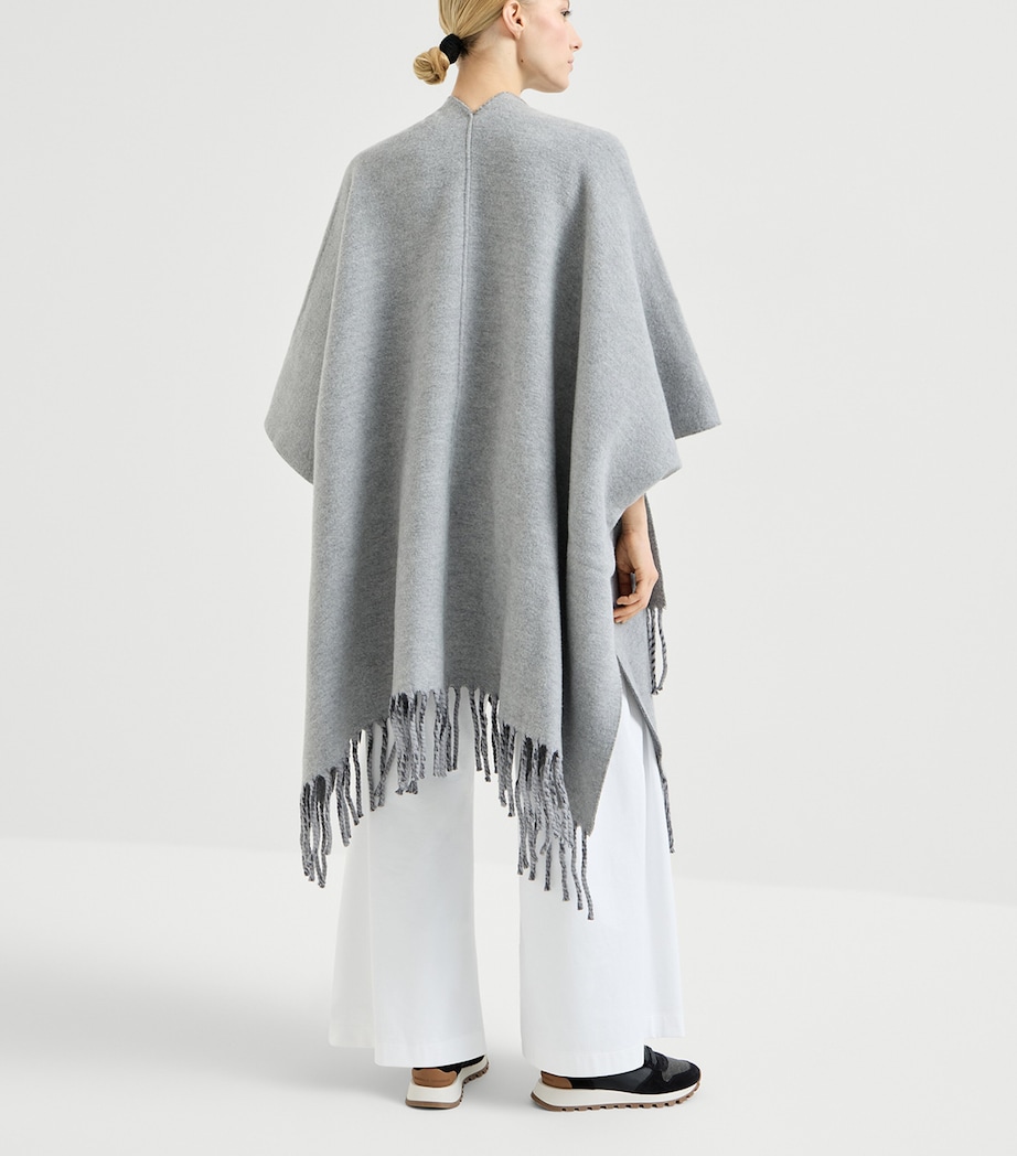 Brunello Cucinelli Womens Wool-Cashmere Reversible Poncho Image 5