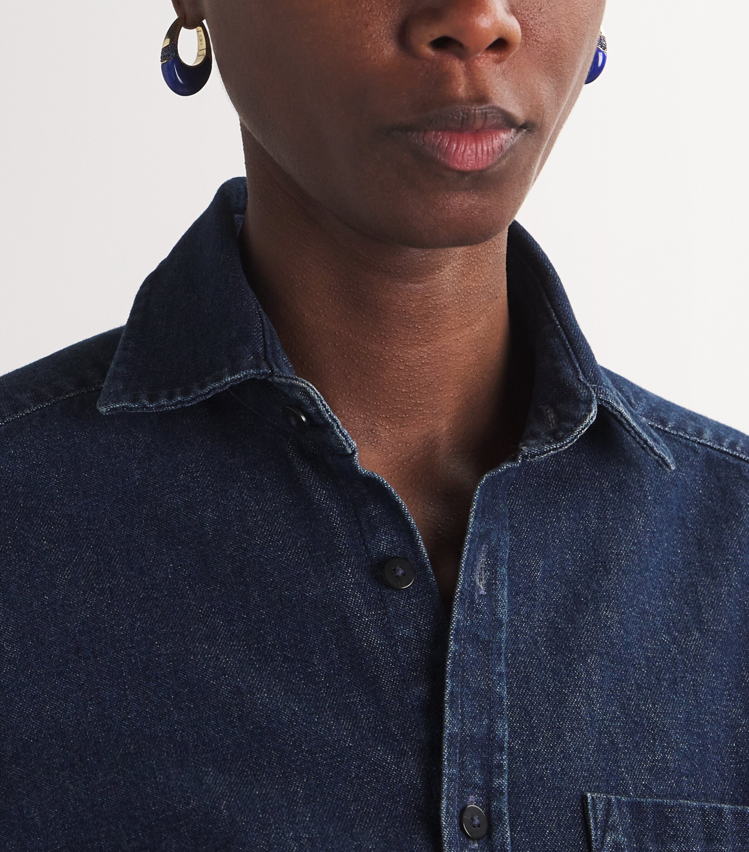 Yellow Gold, Lapis and Sapphire Bernadette Oval Earrings YELLOW GOLD Image 2